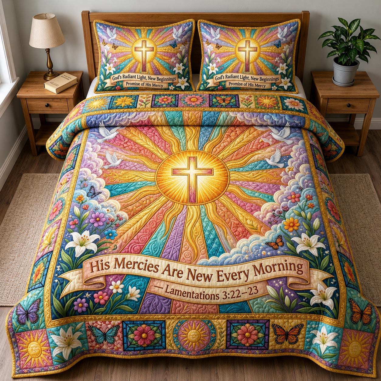 Faith Light 3-Piece Quilted Bedding Set GFTOMA12094