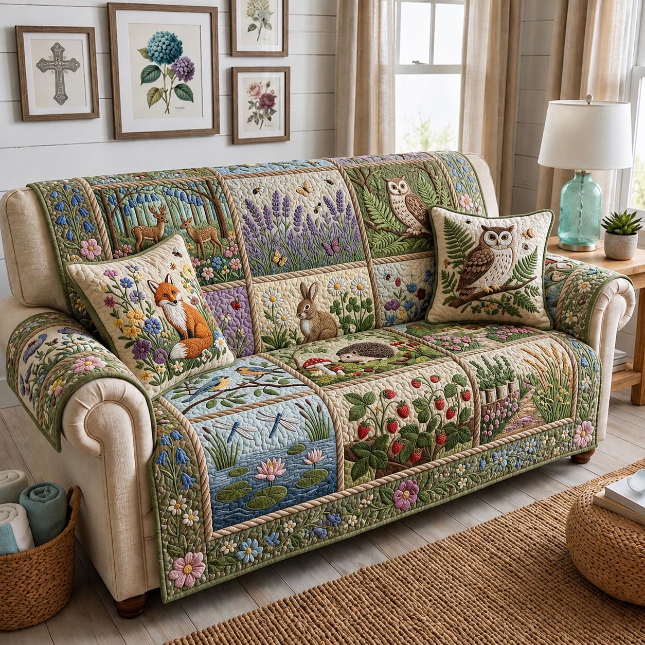 Patchwork Story Quilted Sofa Cover GFTOMA12145