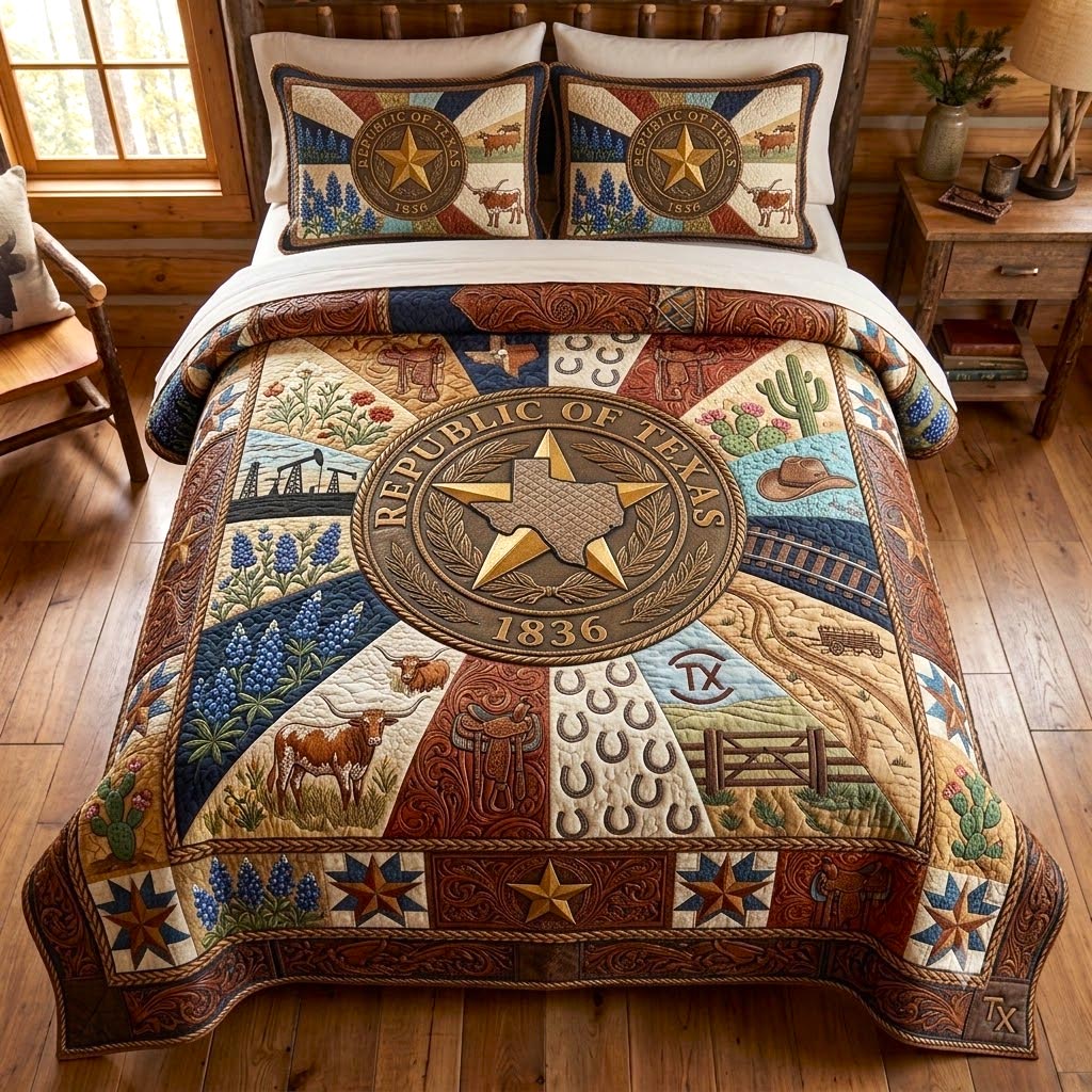 Texas Roots 3-Piece Quilted Bedding Set GFTOMA12183