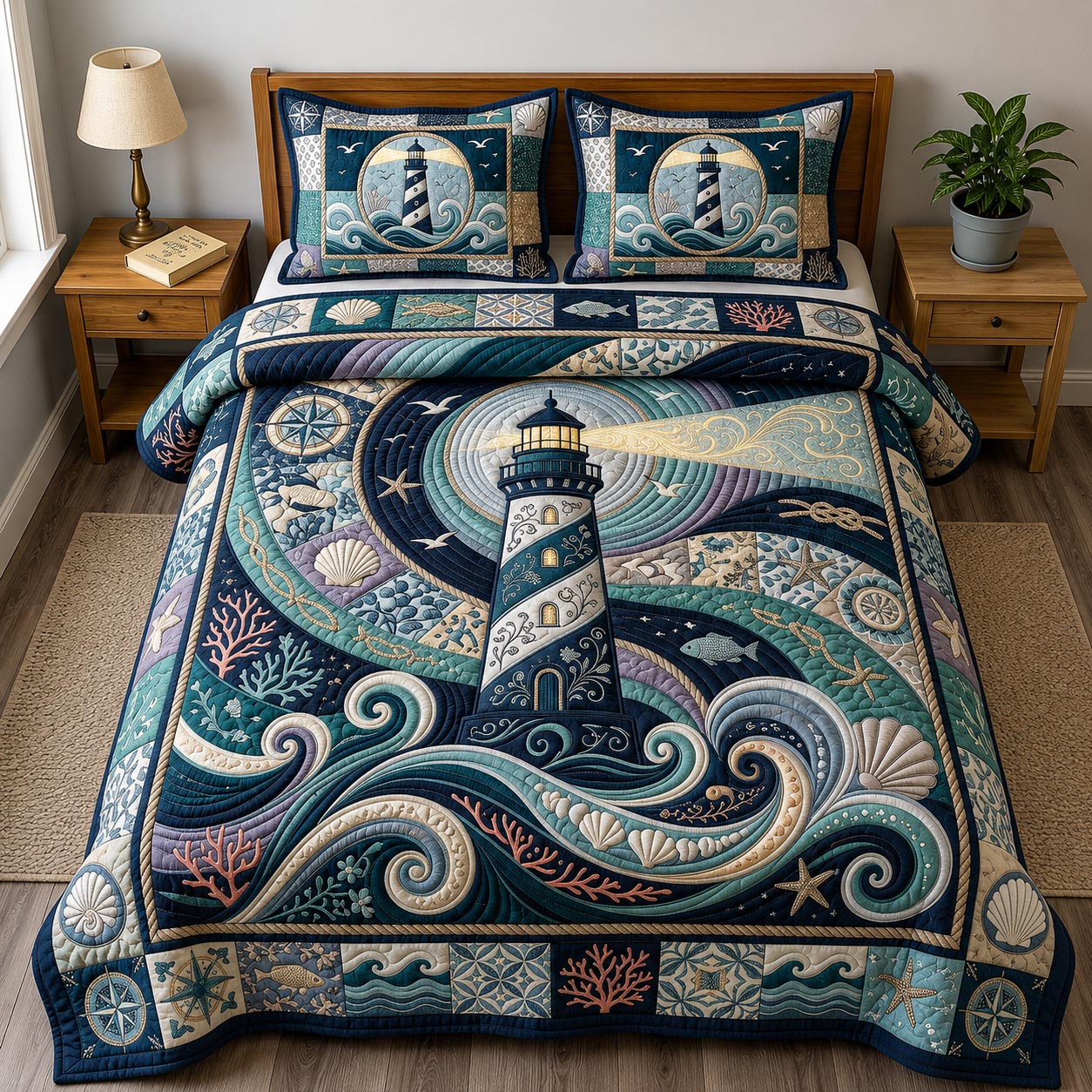 Sea Escape 3-Piece Quilted Bedding Set GFTOMA12209