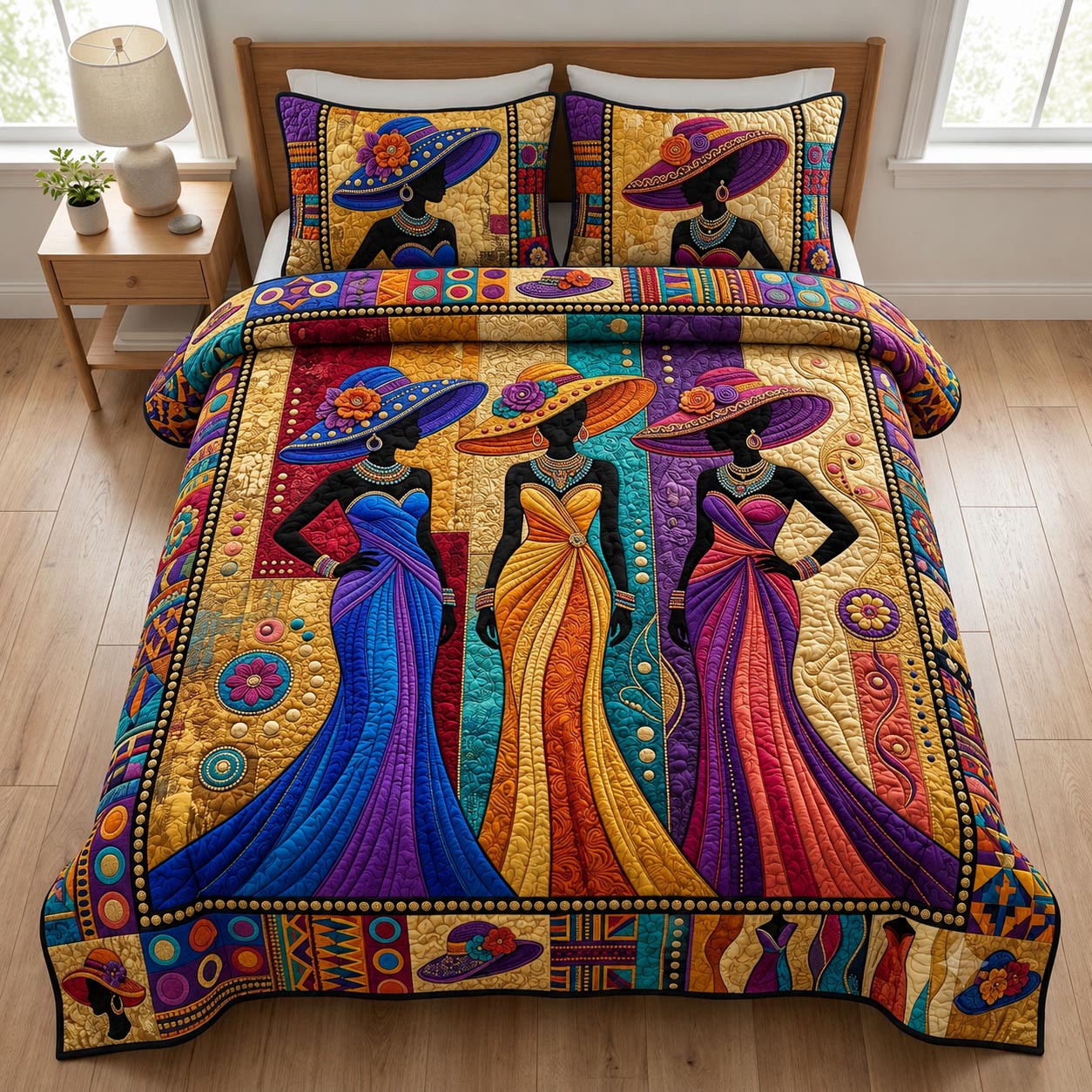 Melanin Queen 3-Piece Quilted Bedding Set GFTOMA12245