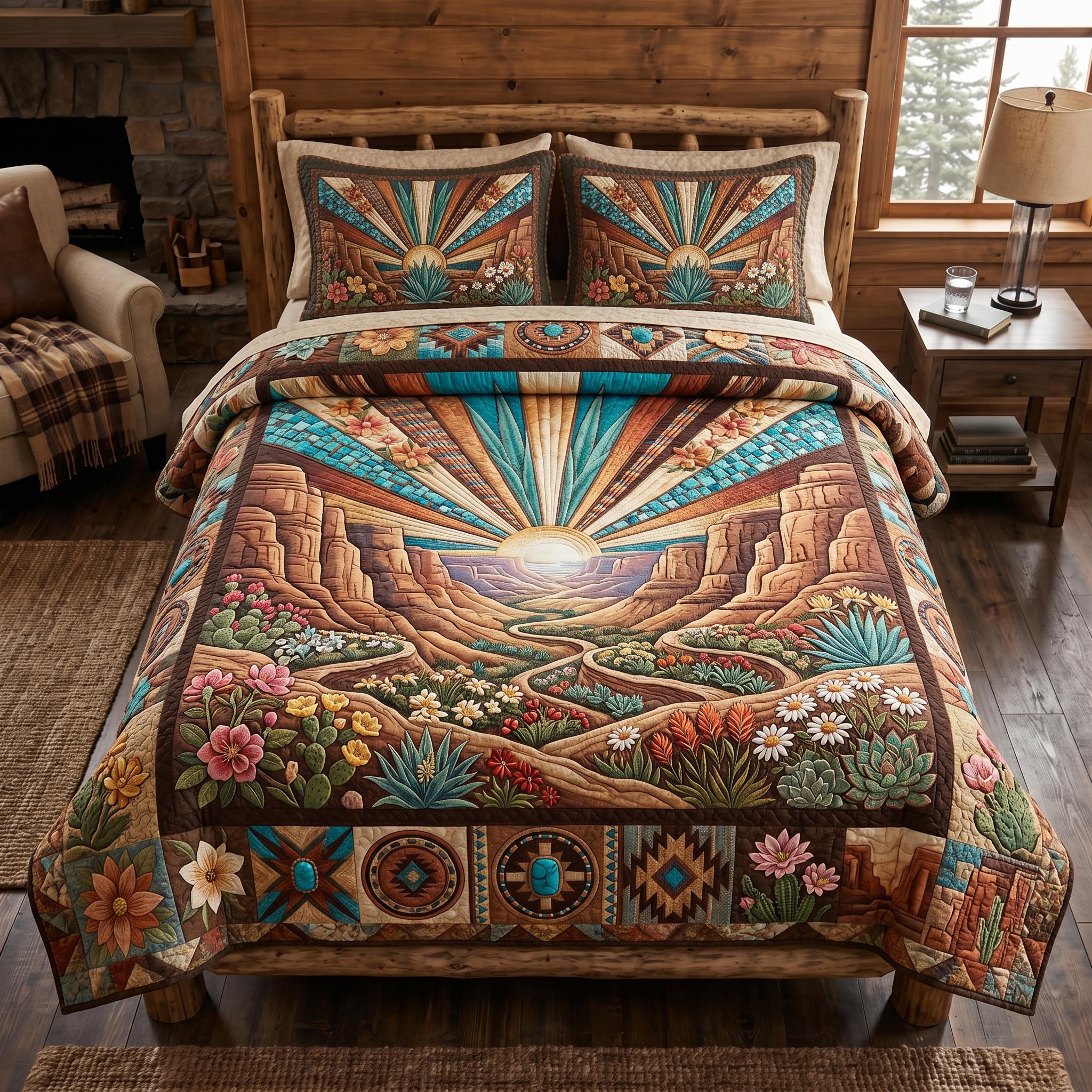 Cactus Horizon 3-Piece Quilted Bedding Set GFTOMA12296