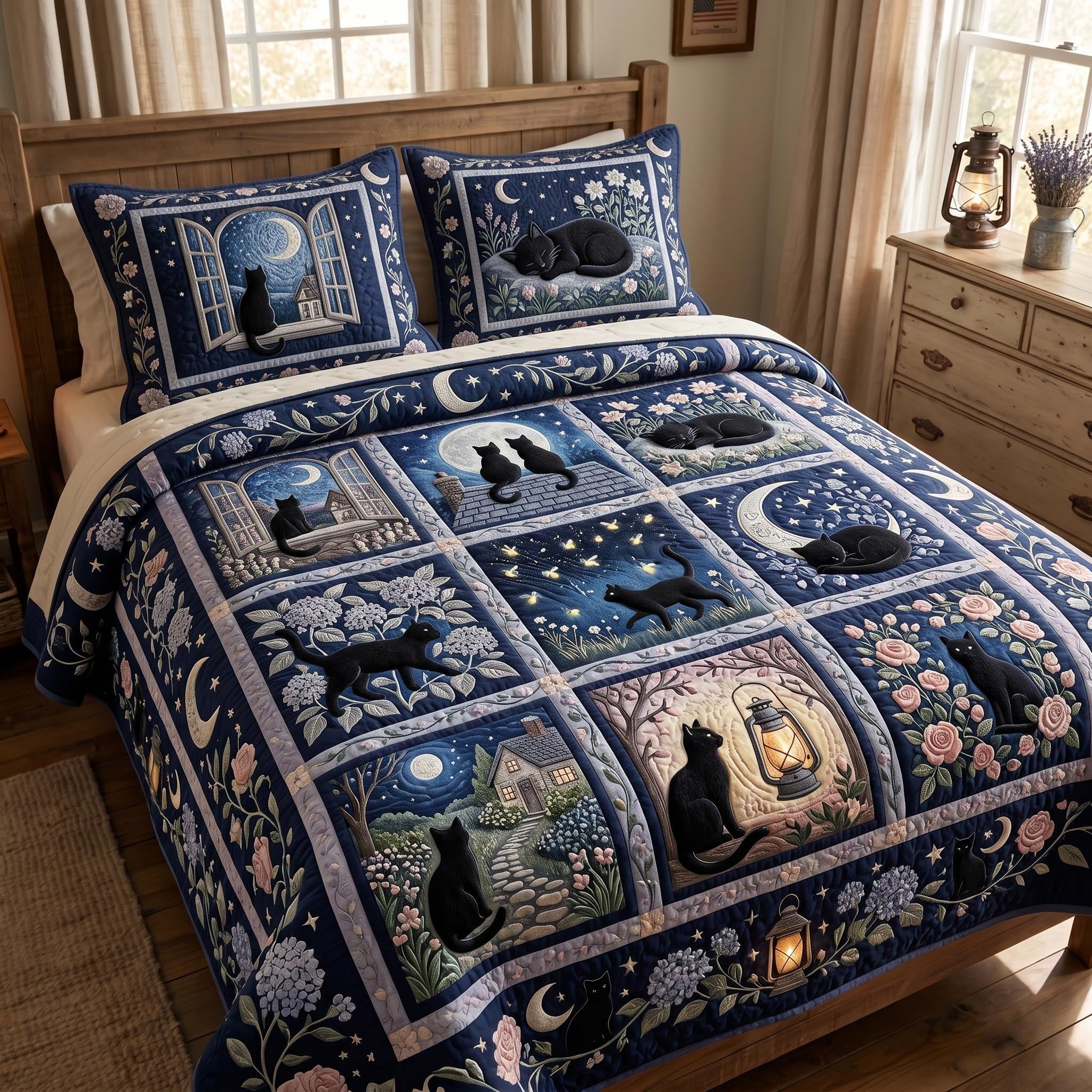 Midnight Pumpkin 3-Piece Quilted Bedding Set GFTOMA12349
