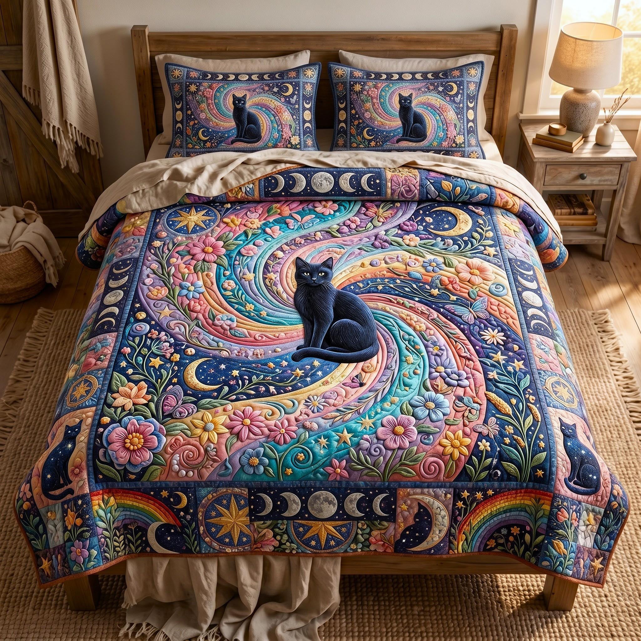 Harvest Cat 3-Piece Quilted Bedding Set GFTOMA12350