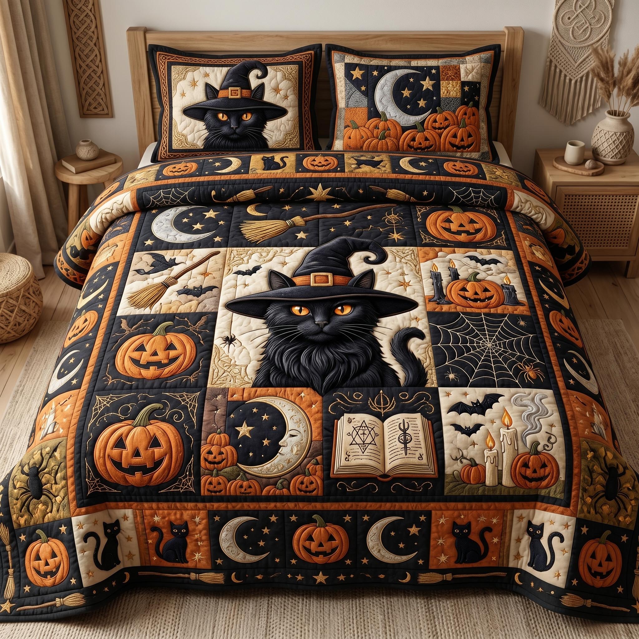 Pumpkin Magic 3-Piece Quilted Bedding Set GFTOMA12352