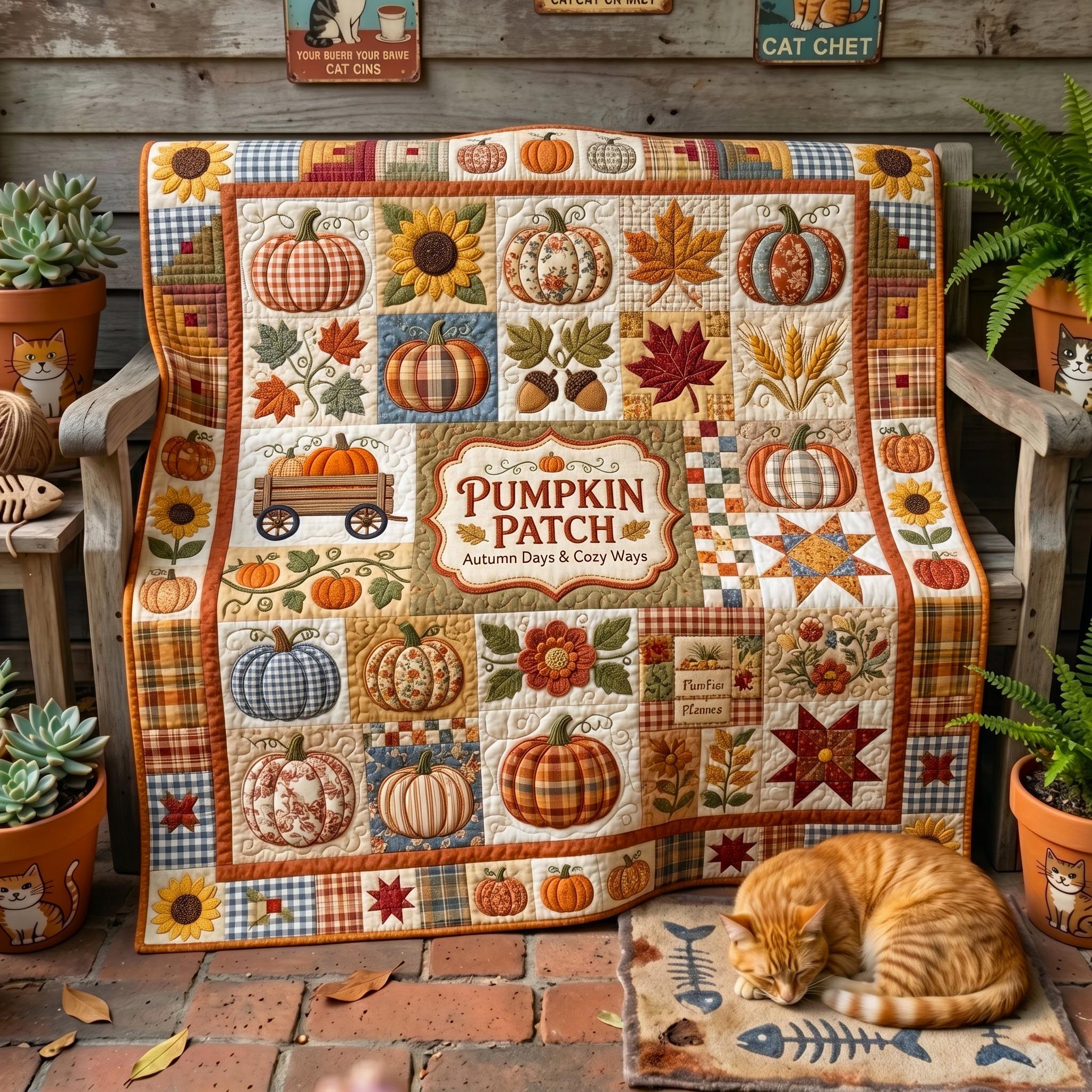 Pumpkin Patch Quilted Blanket GFTOMA12361