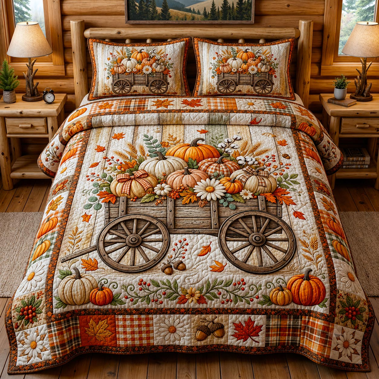 Pumpkin Harvest 3-Piece Quilted Bedding Set GFTOMA12383