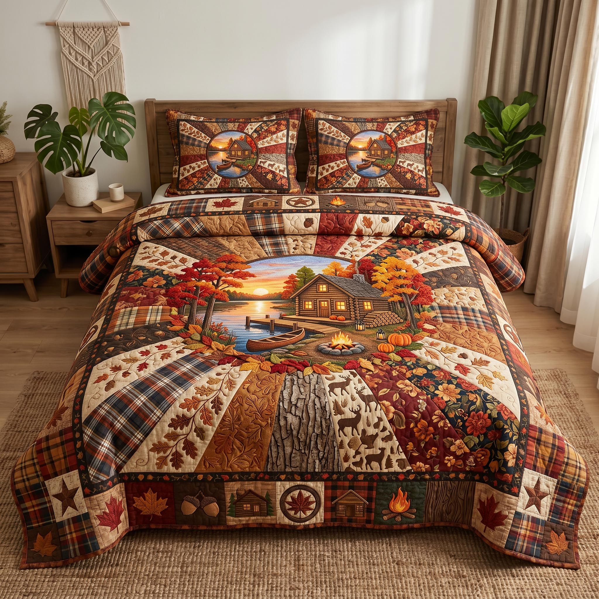 Lakeside Autumn 3-Piece Quilted Bedding Set GFTOMA12390