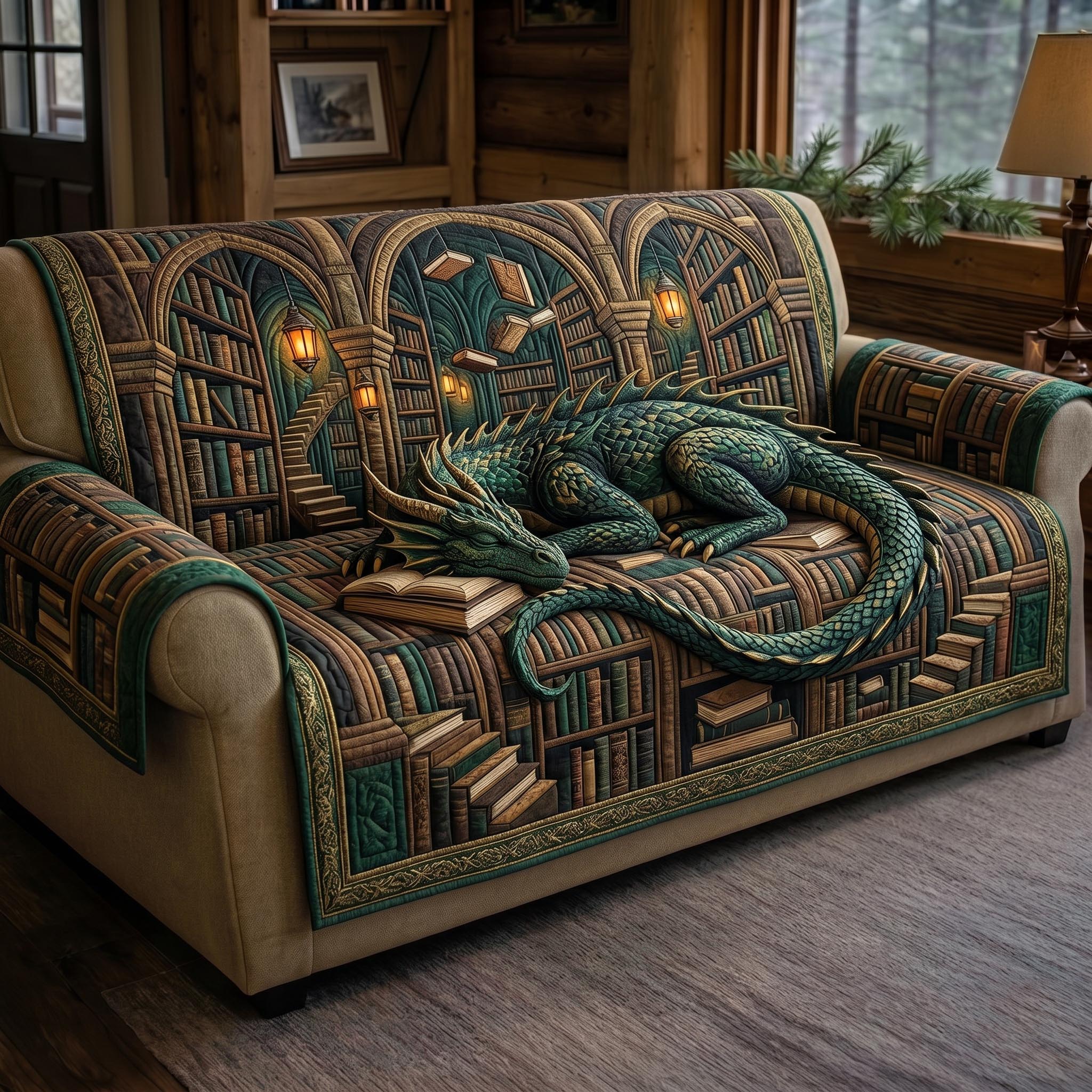 Dragon Library Quilted Sofa Cover GFTOMA12401