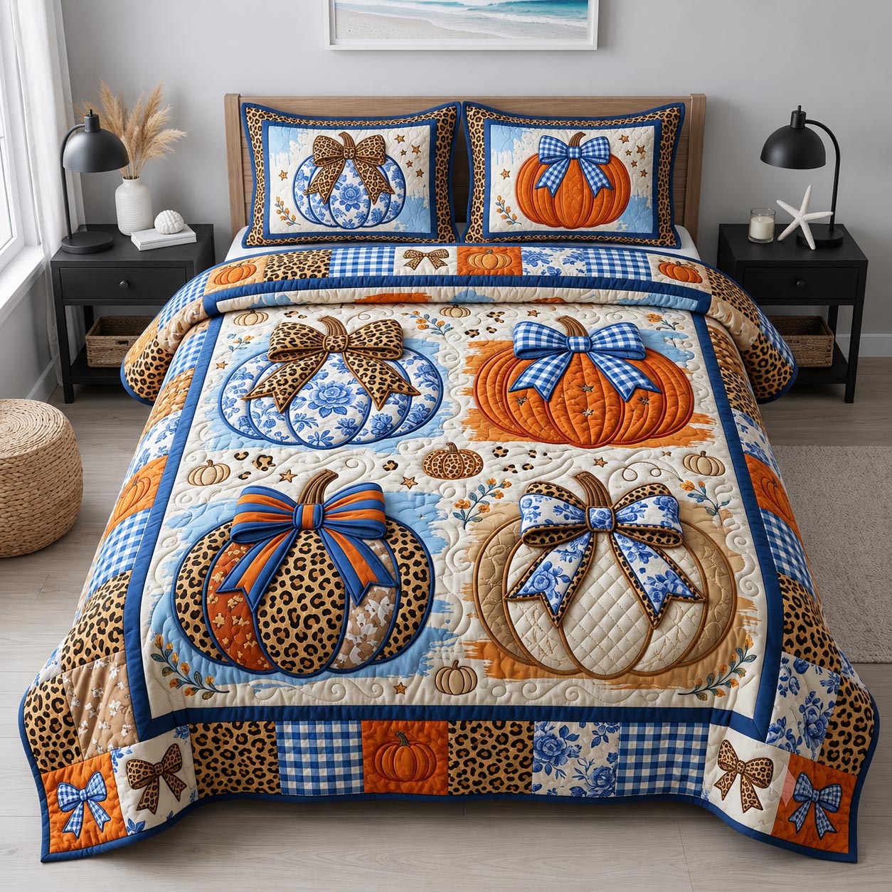 Leopard Autumn 3-Piece Quilted Bedding Set GFTOMA12470