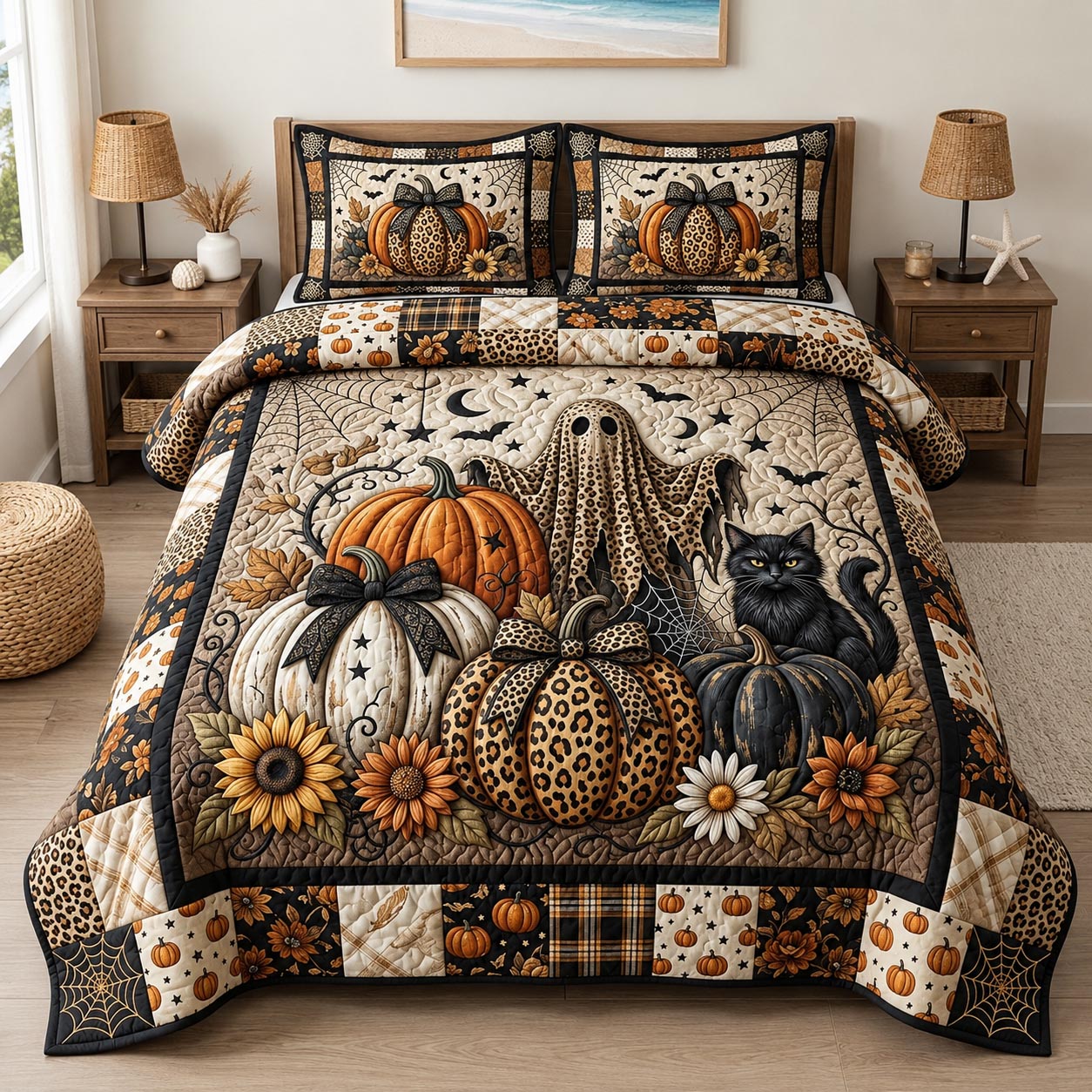 Pumpkin Glam 3-Piece Quilted Bedding Set GFTOMA12471