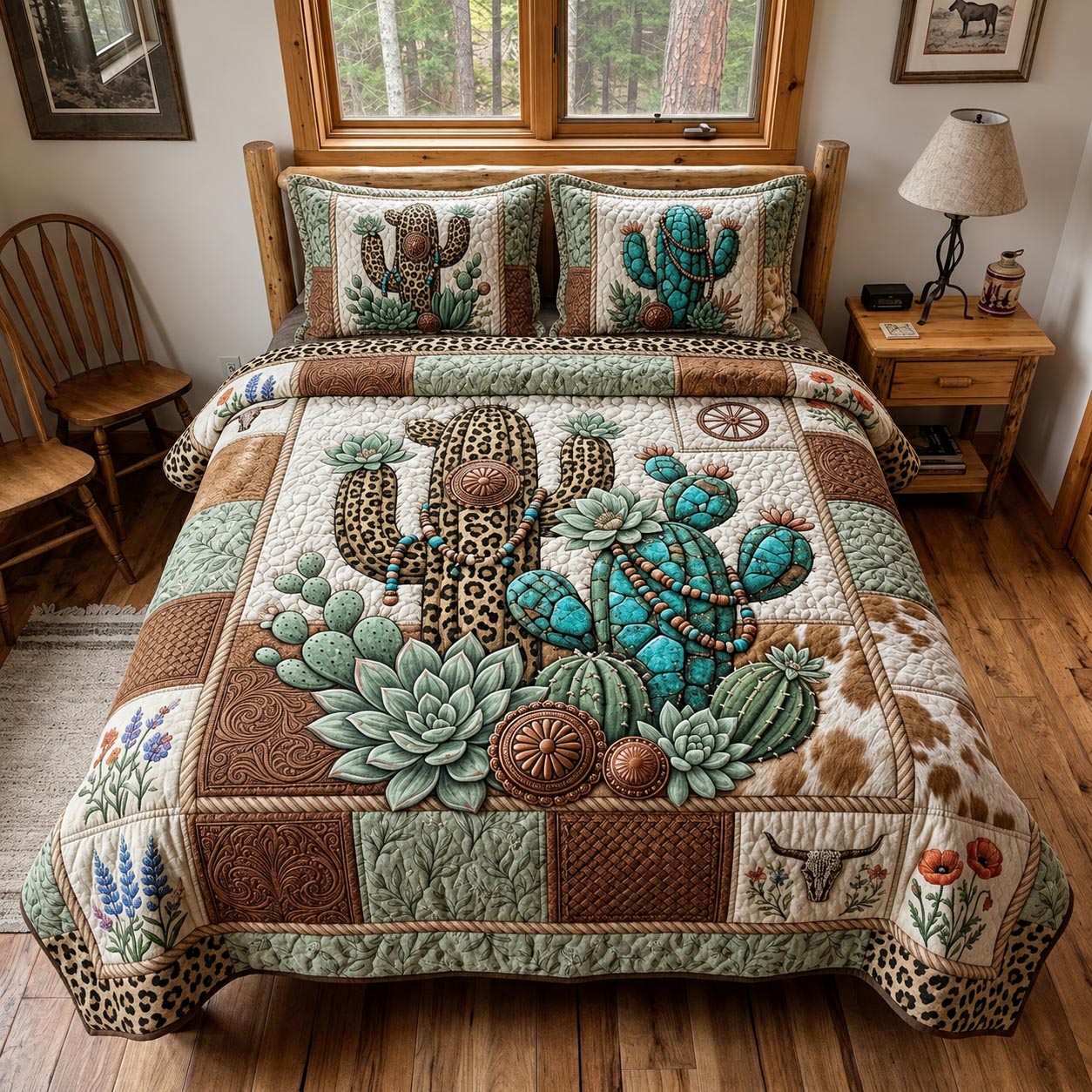 Cowgirl Leopard 3-Piece Quilted Bedding Set GFTOMA12476