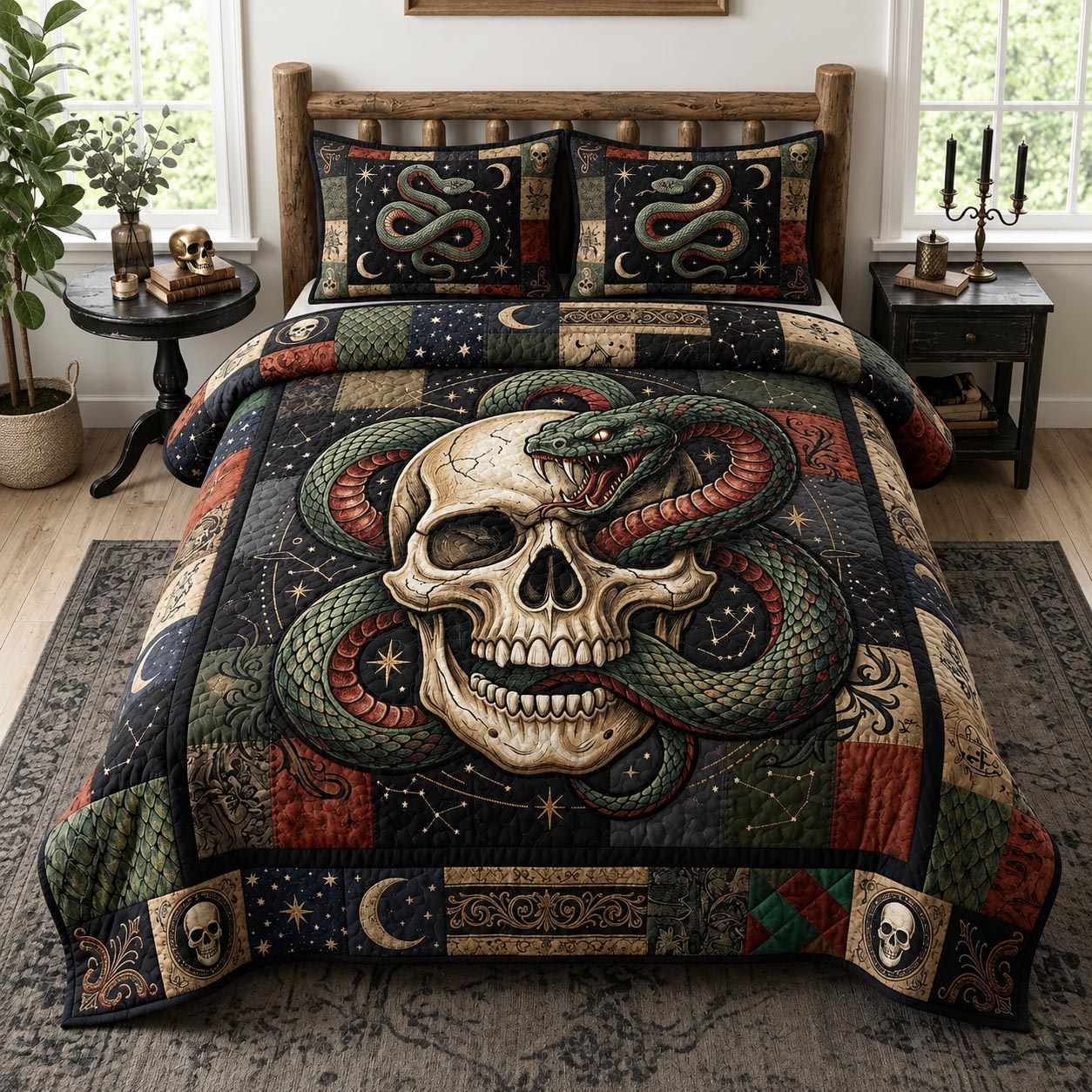Wild Skull 3-Piece Quilted Bedding Set GFTOMA12482