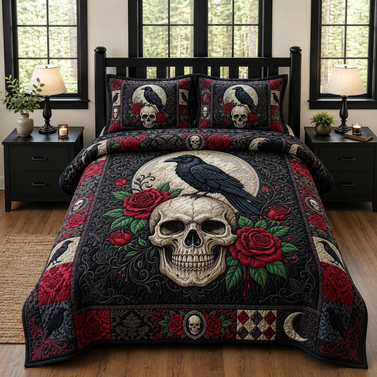 Skull Rider 3-Piece Quilted Bedding Set GFTOMA12484