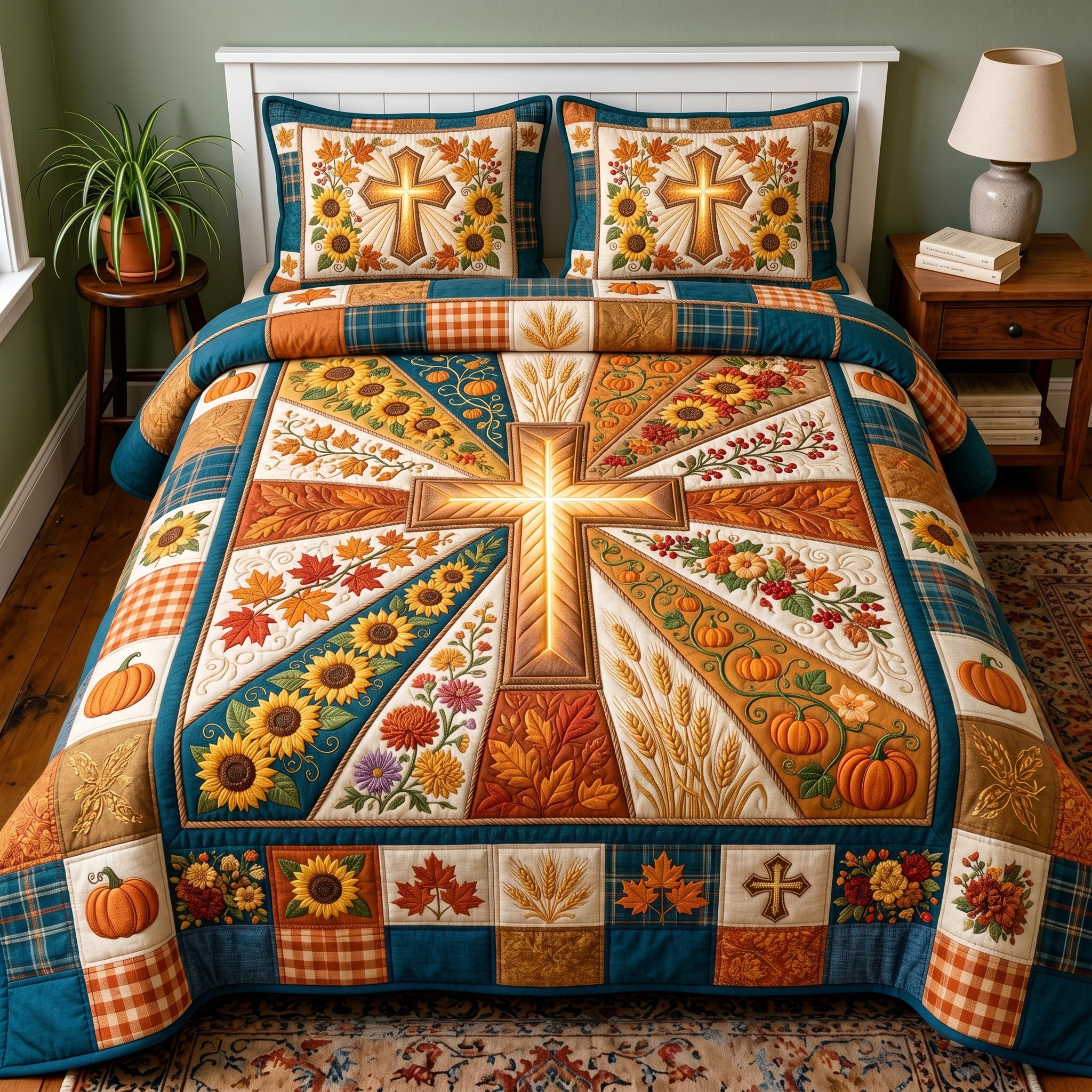 Autumn Faith 3-Piece Quilted Bedding Set GFTOMA12557