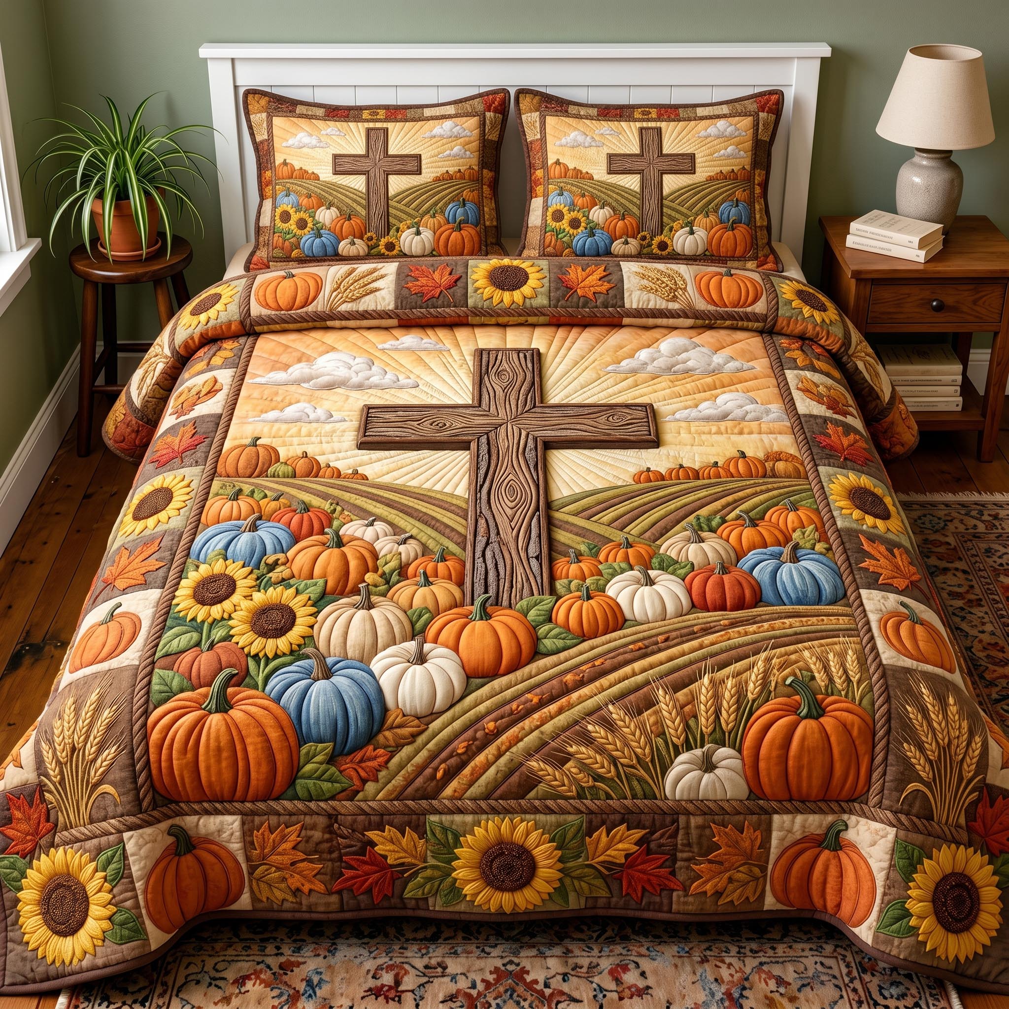 Harvest Grace 3-Piece Quilted Bedding Set GFTOMA12562
