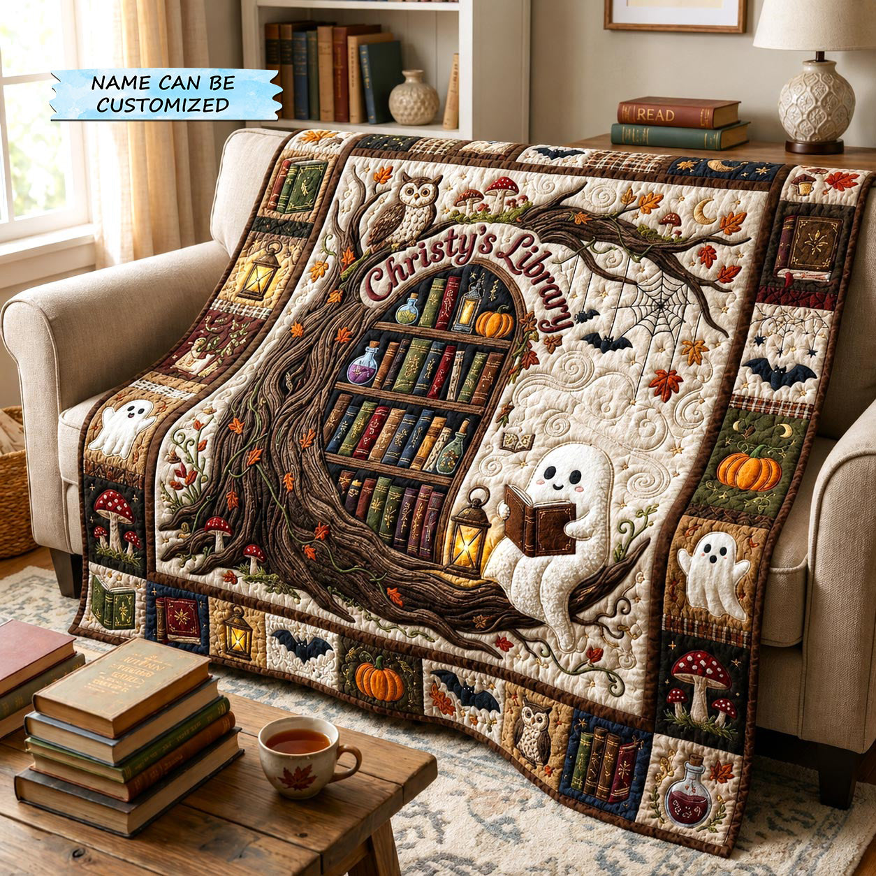 Book Haven Quilted Blanket QTCUZ GFTOMA12715