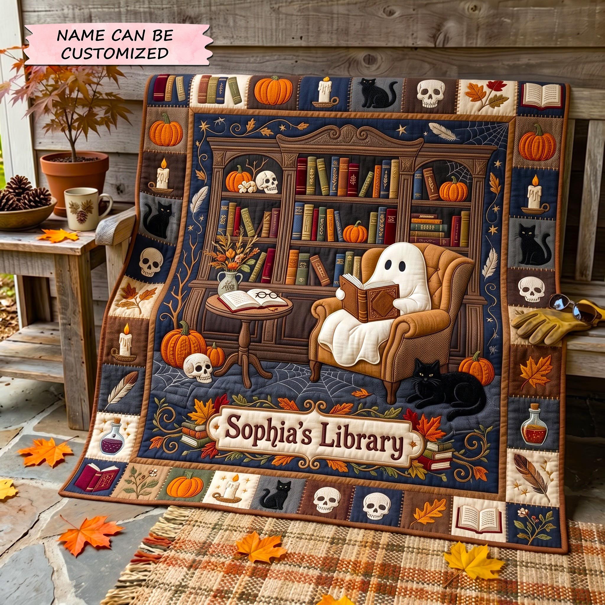Book Nook Quilted Blanket QTCUZ GFTOMA12717