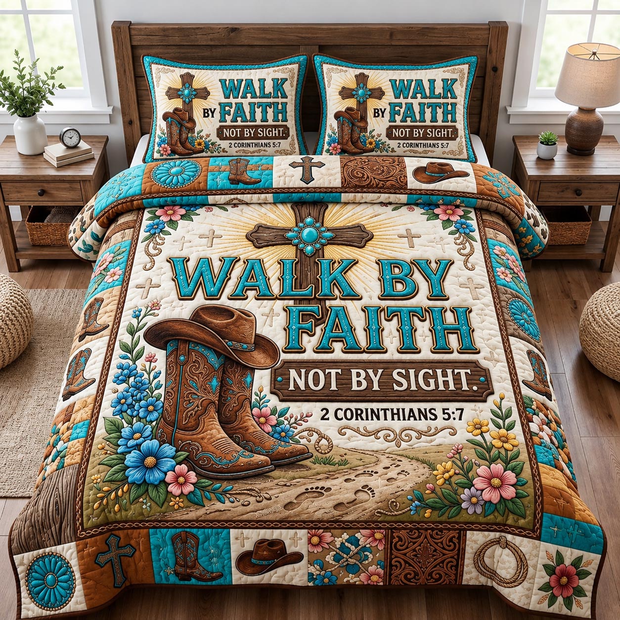 Cowboy Faith 3-Piece Quilted Bedding Set GFTOMA12820