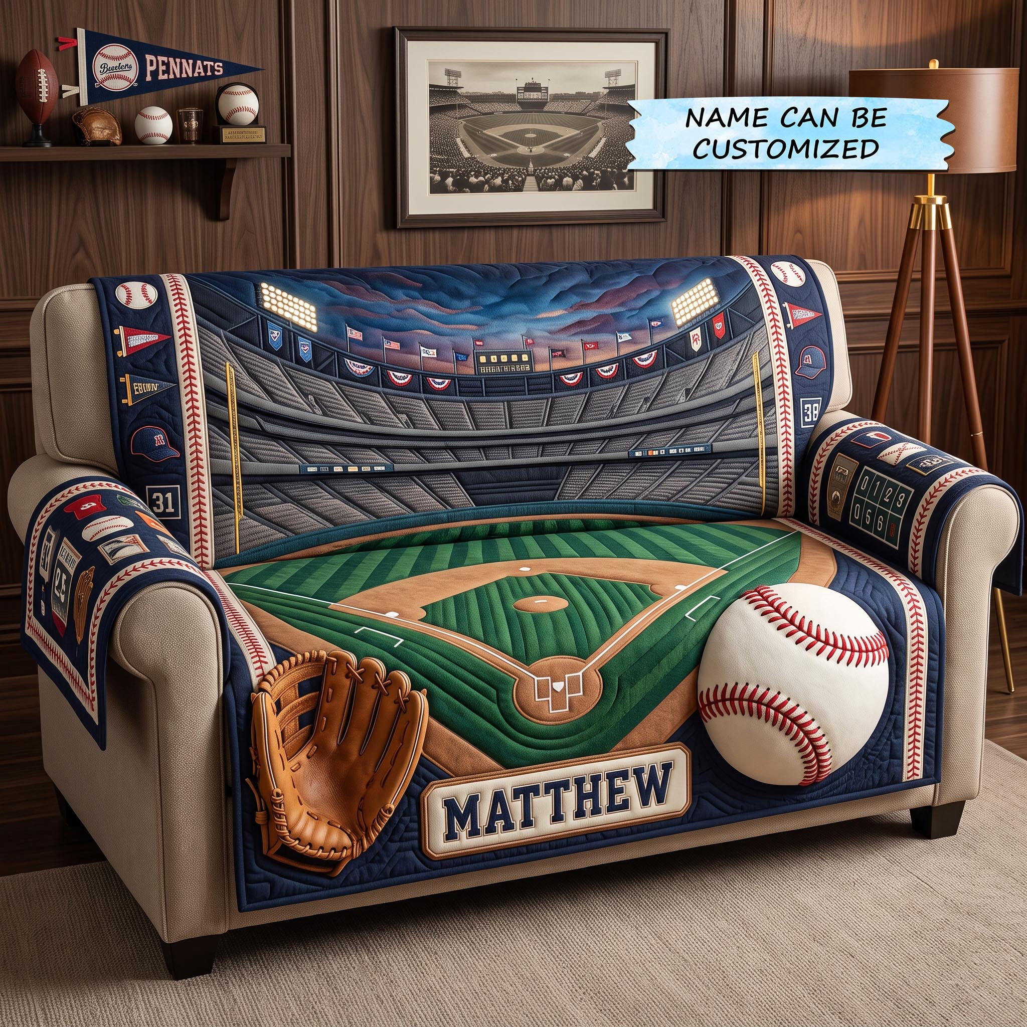 Baseball Spirit Quilted Sofa Cover QTCUZ GFTOMA12897