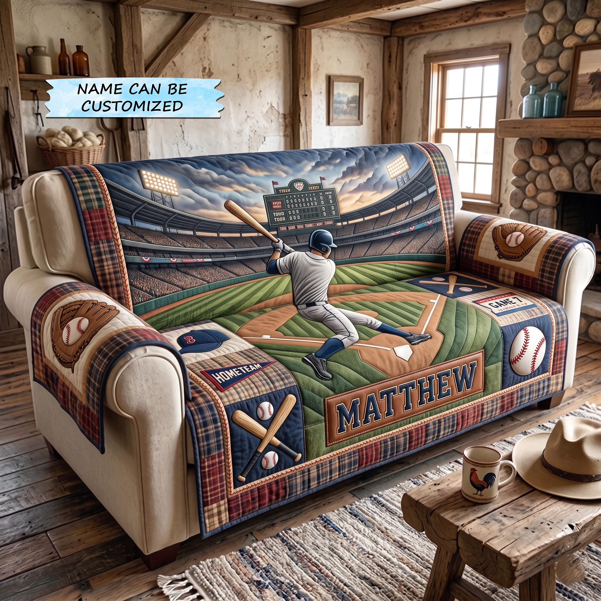 Baseball Legacy Quilted Sofa Cover QTCUZ GFTOMA12899