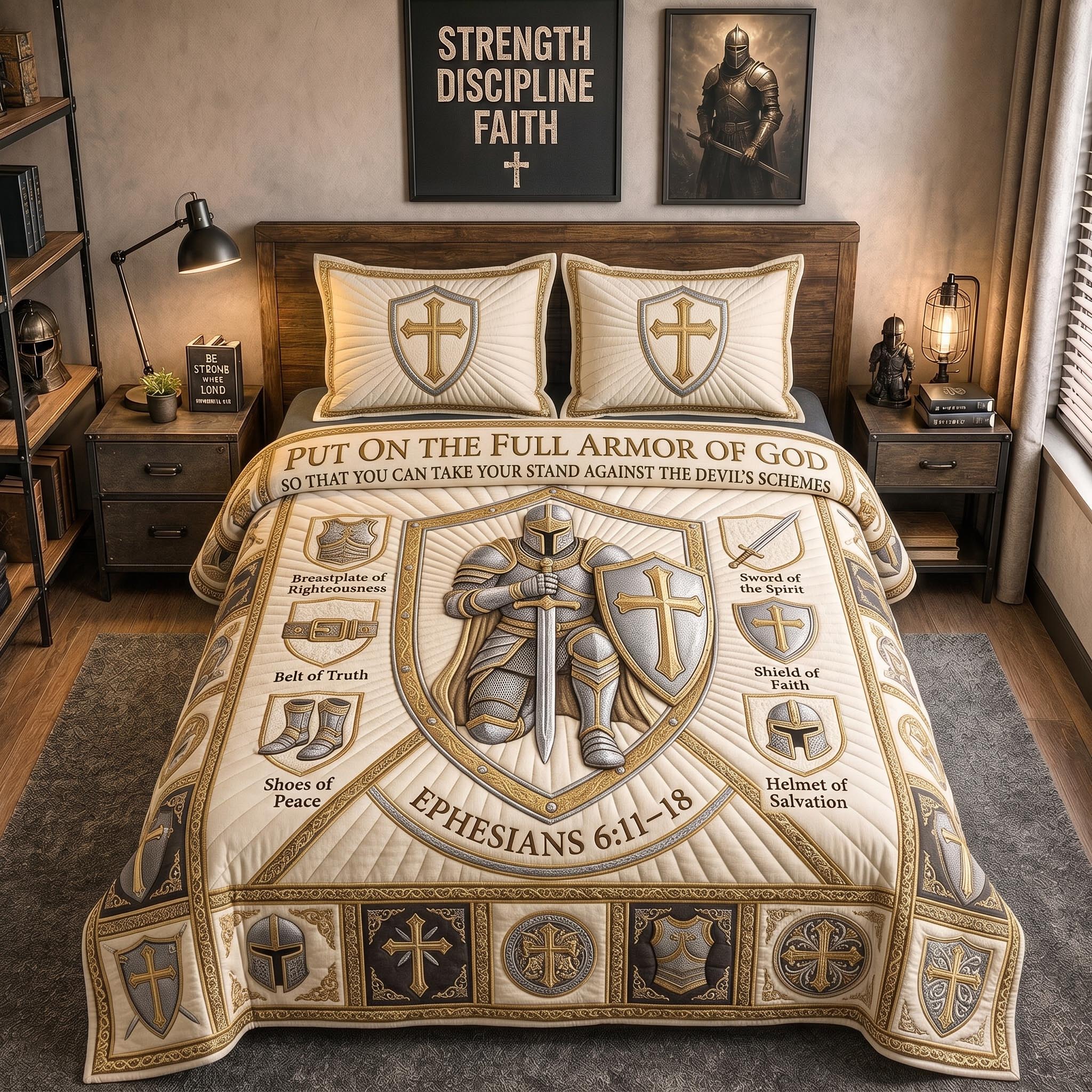 Full Armor Of God 3-Piece Quilted Bedding Set GFTOMA12911