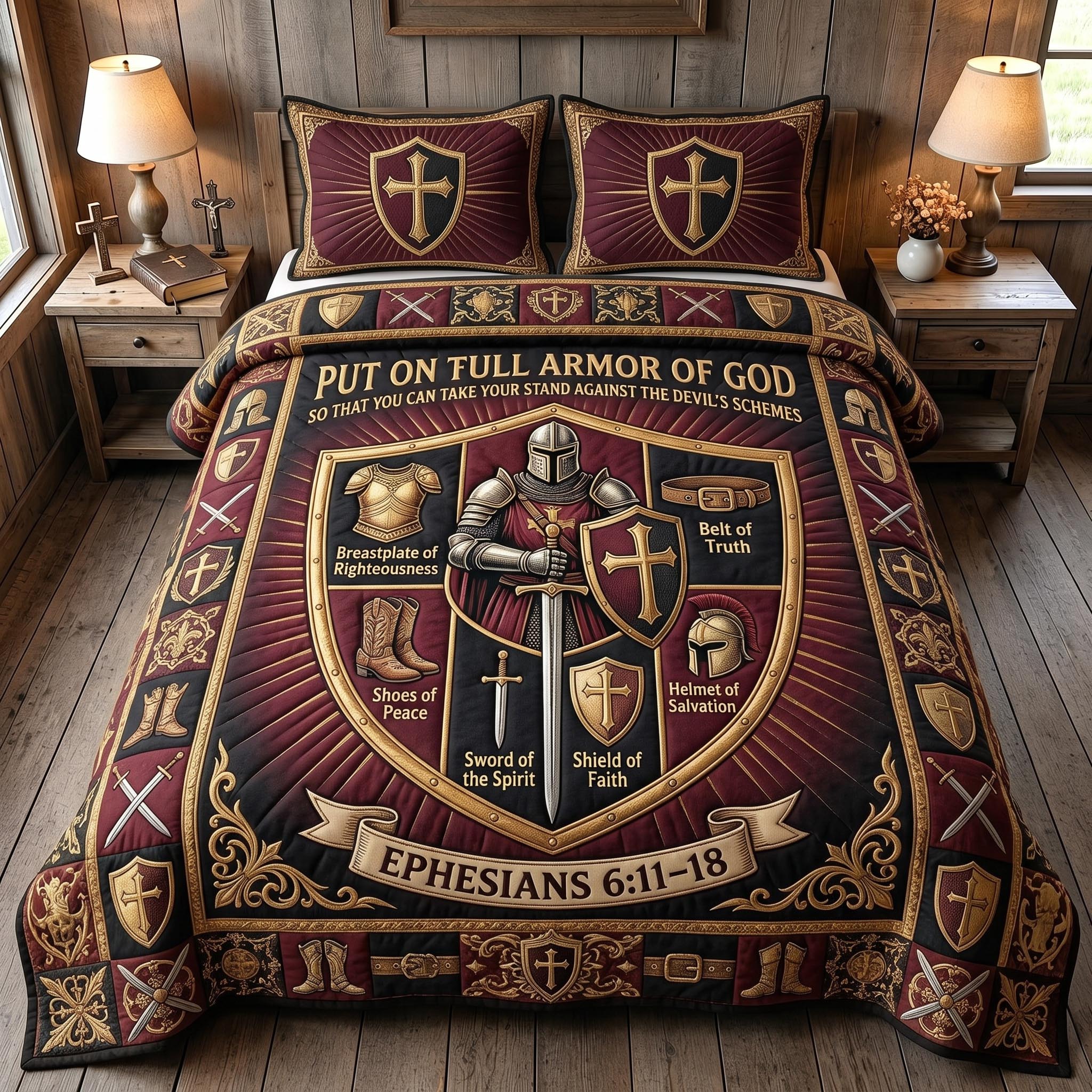 Full Armor Of God 3-Piece Quilted Bedding Set GFTOMA12913