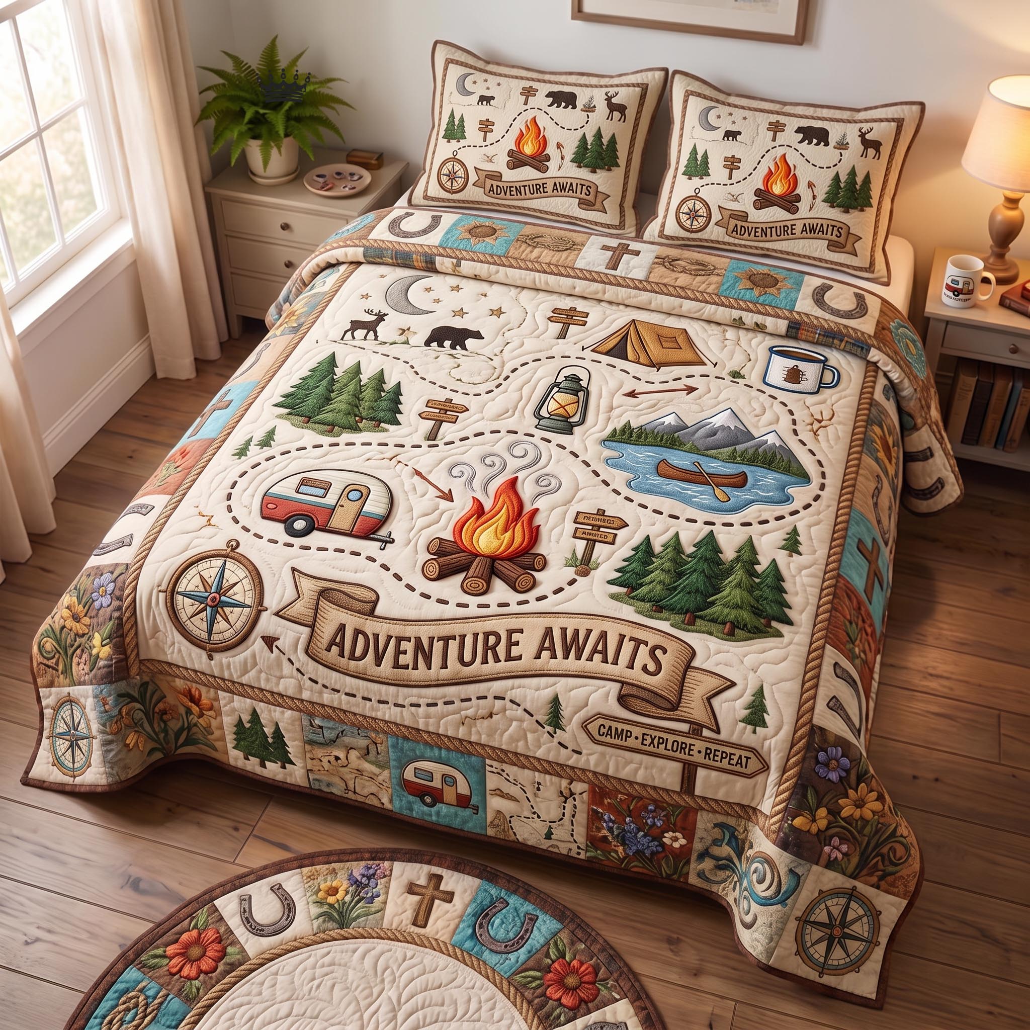 RV Adventures 3-Piece Quilted Bedding Set GFTOMA12921