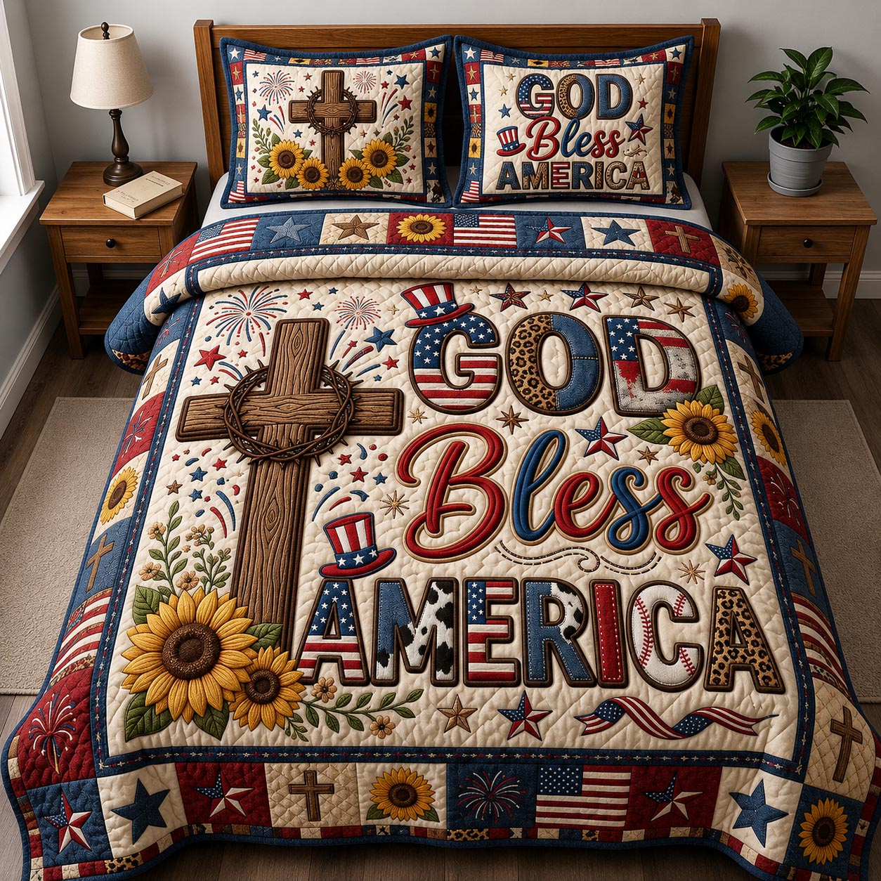 Patriot Faith 3-Piece Quilted Bedding Set GFTOMA12933