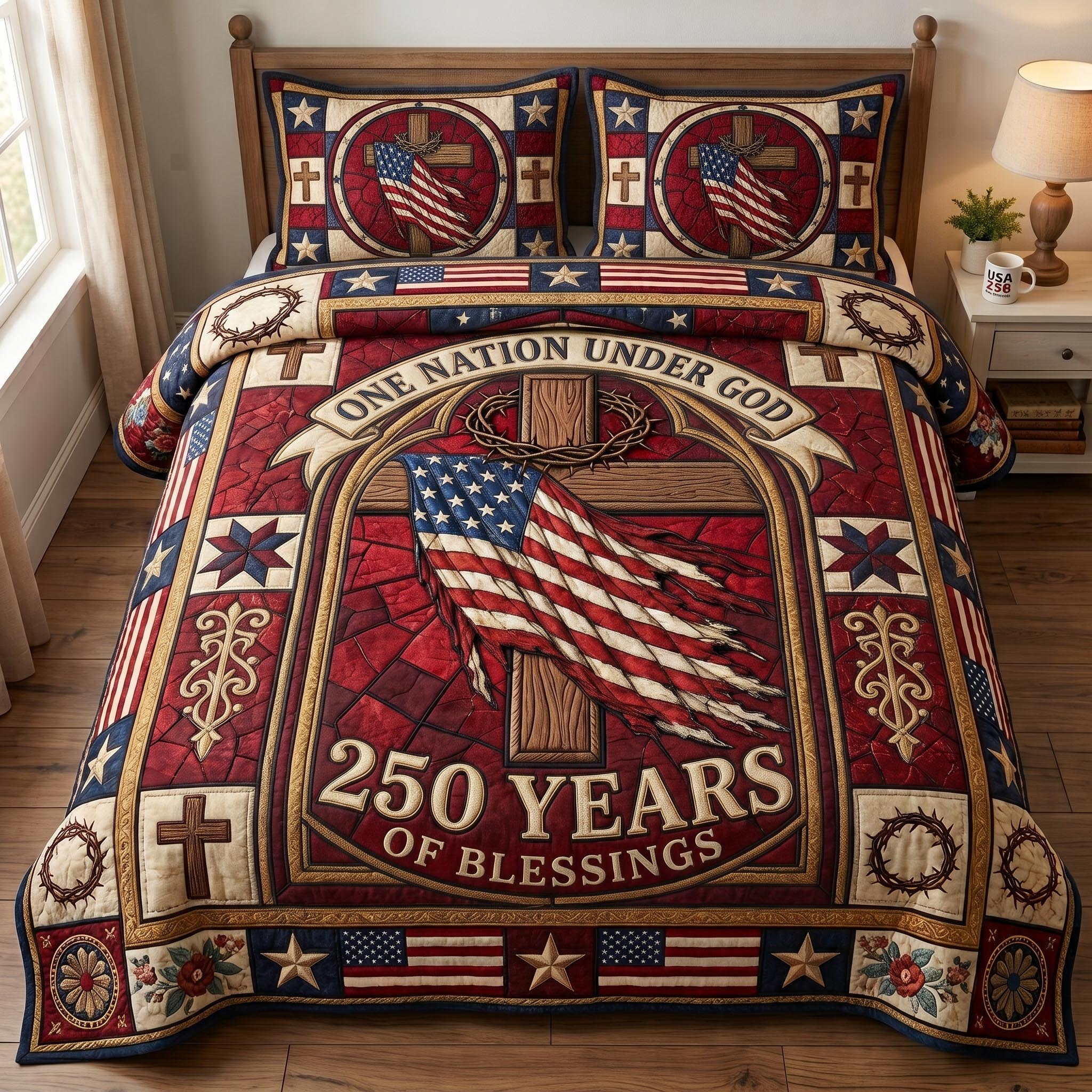 Faith Freedom 3-Piece Quilted Bedding Set GFTOMA12935