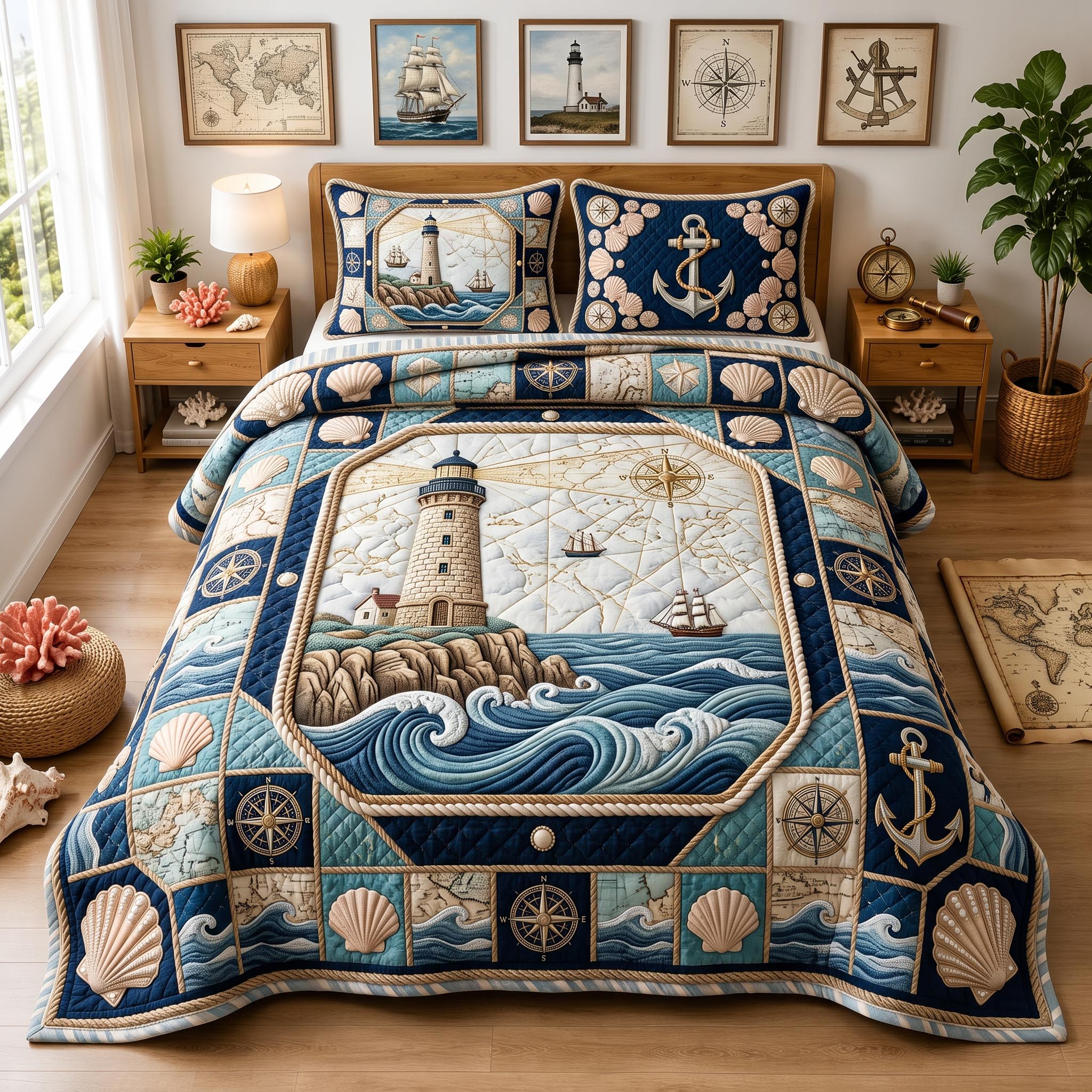 Sea Escape 3-Piece Quilted Bedding Set GFTOMA12945