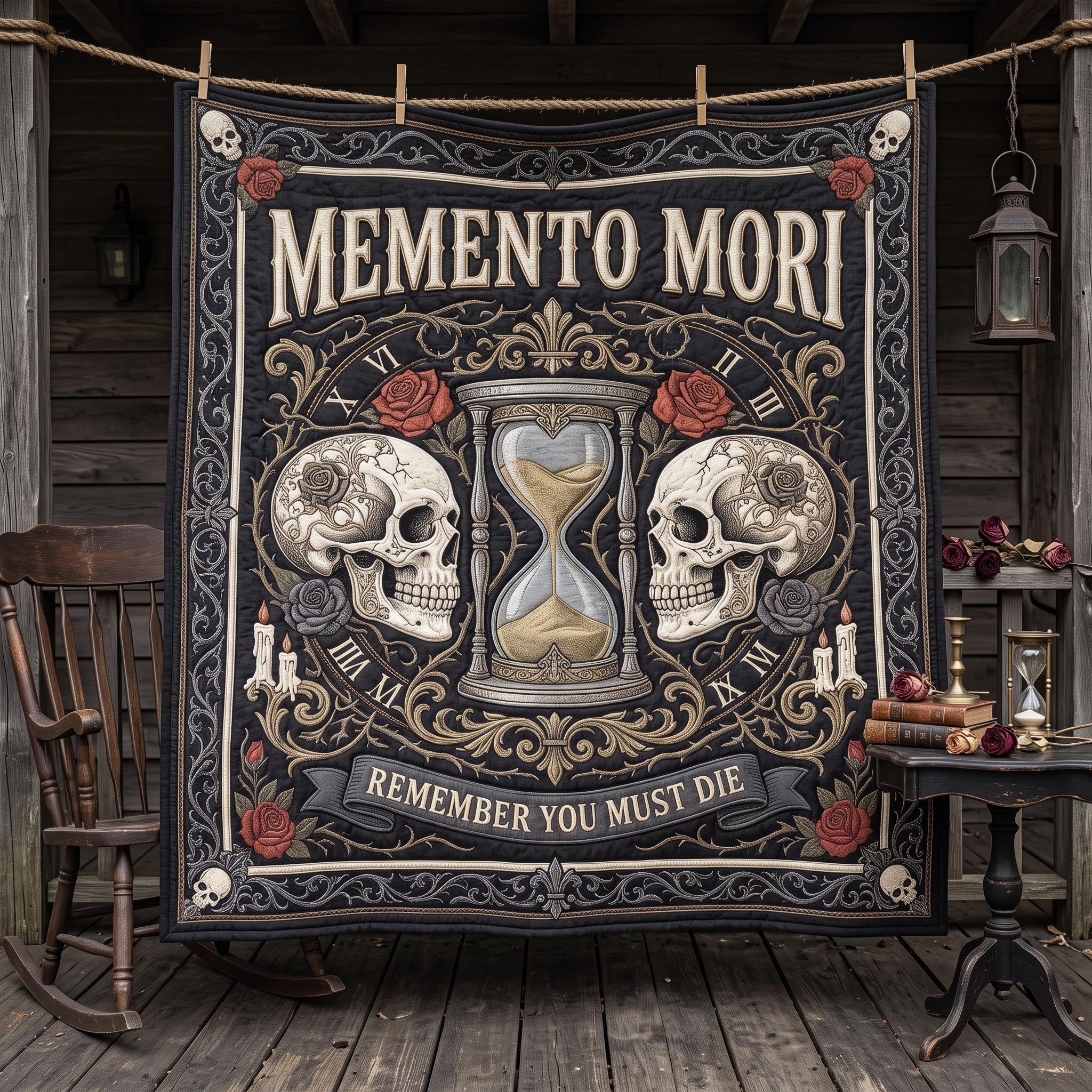 Memento Mori Quilted Blanket GFTOMA13020