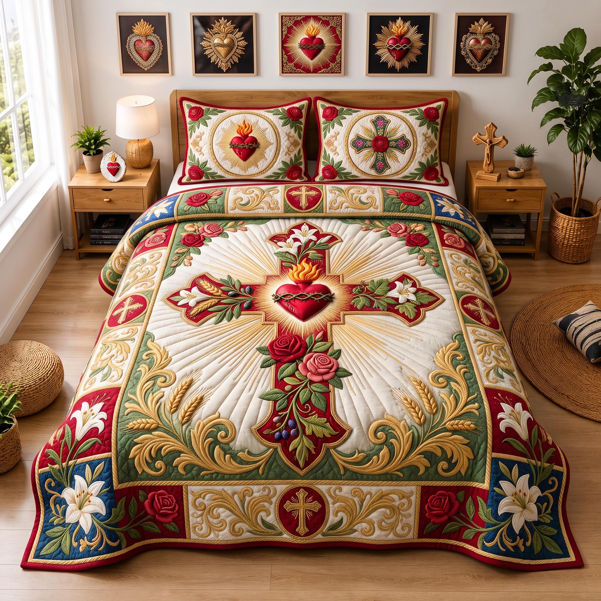 Sacred Heart 3-Piece Quilted Bedding Set GFTOMA13034