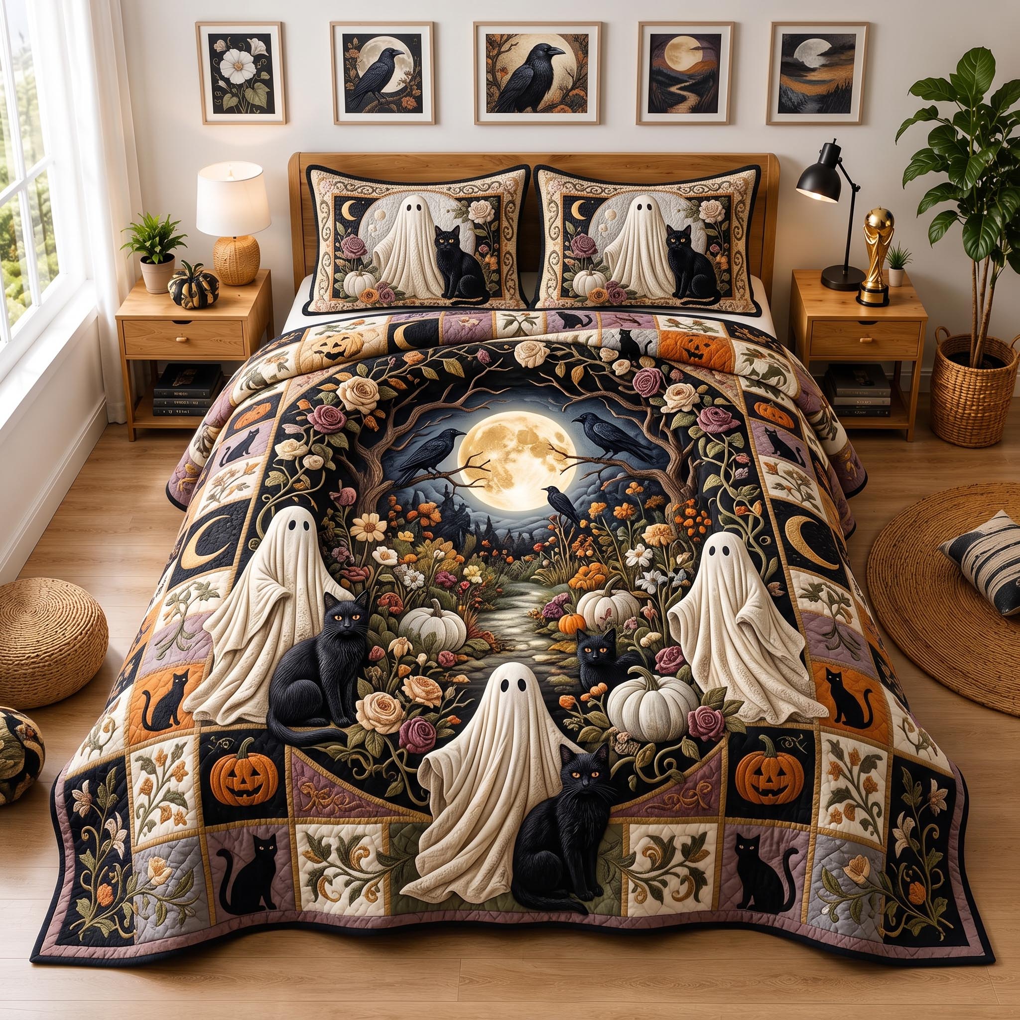 Autumn Cat 3-Piece Quilted Bedding Set GFTOMA13041