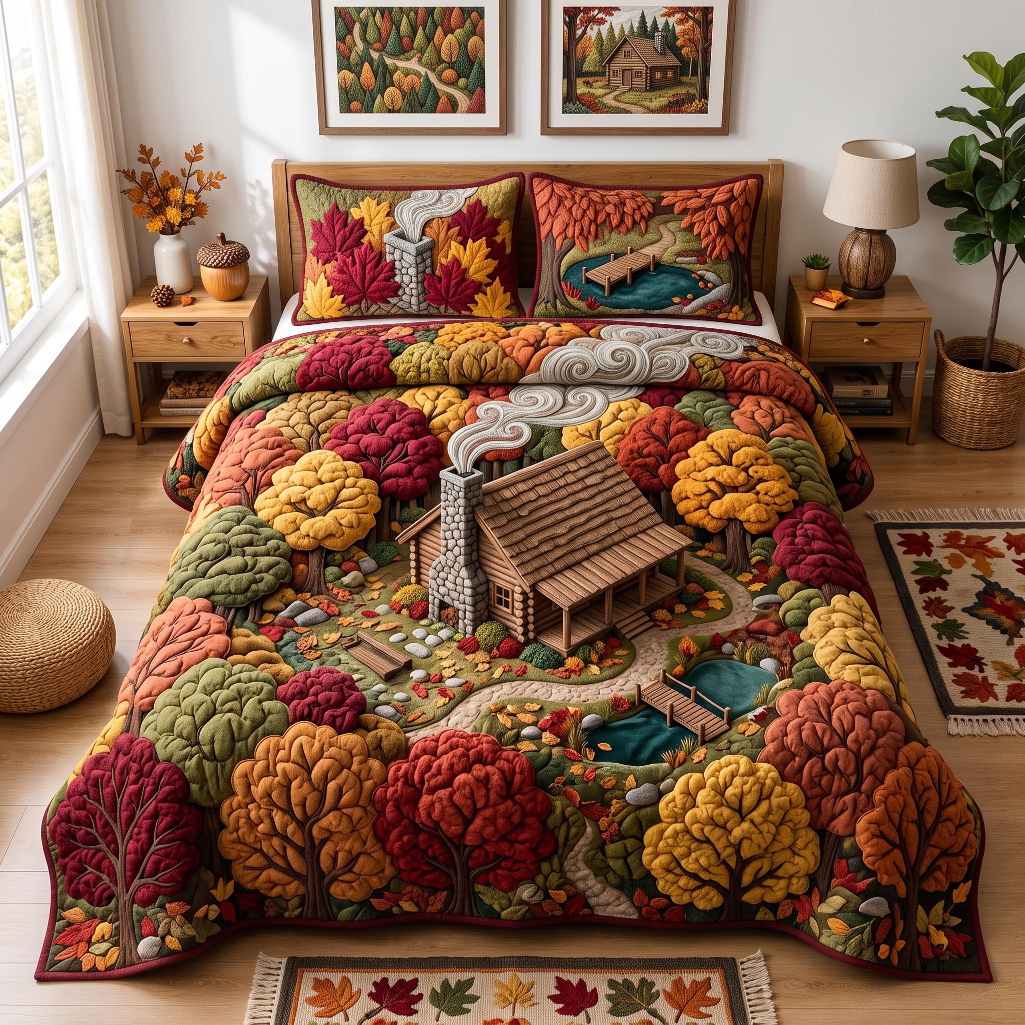 Woodland Cabin 3-Piece Quilted Bedding Set GFTOMA13050