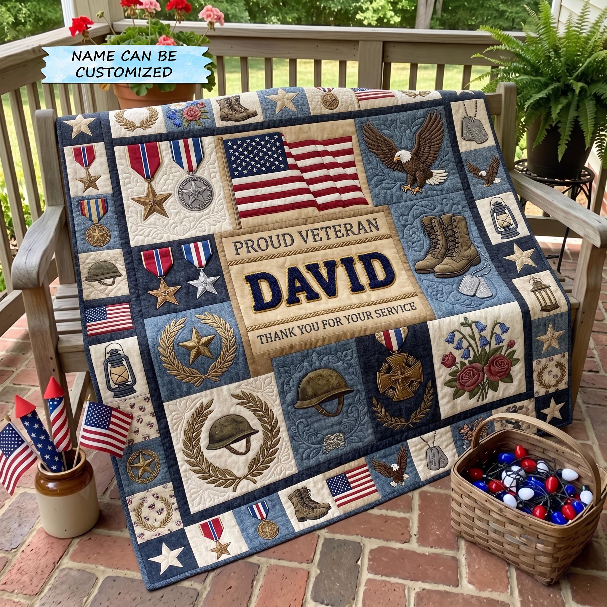 American Veteran Quilted Blanket QTCUZ GFTOMA13069