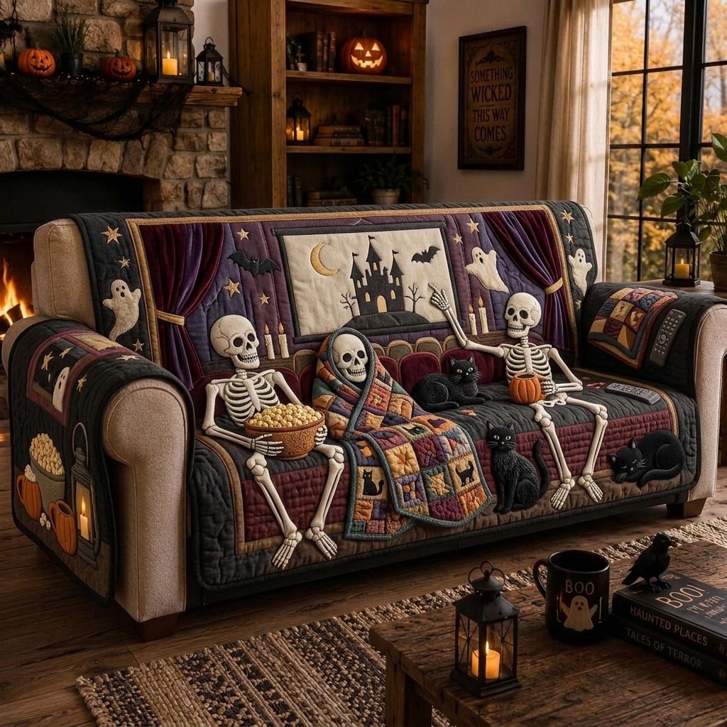 Skeleton Vibes Quilted Sofa Cover GFTOMA13082