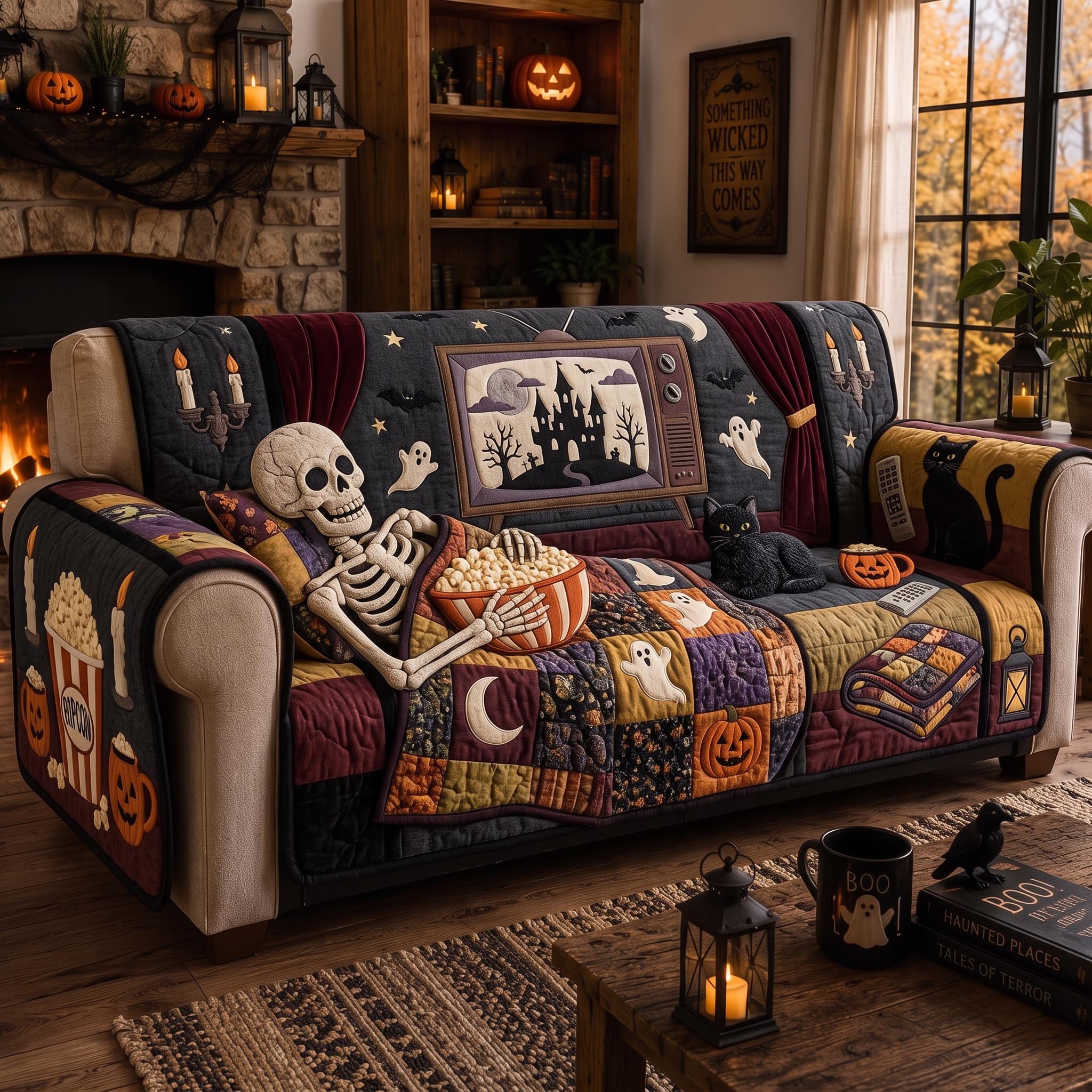 Skeleton Harvest Quilted Sofa Cover GFTOMA13085