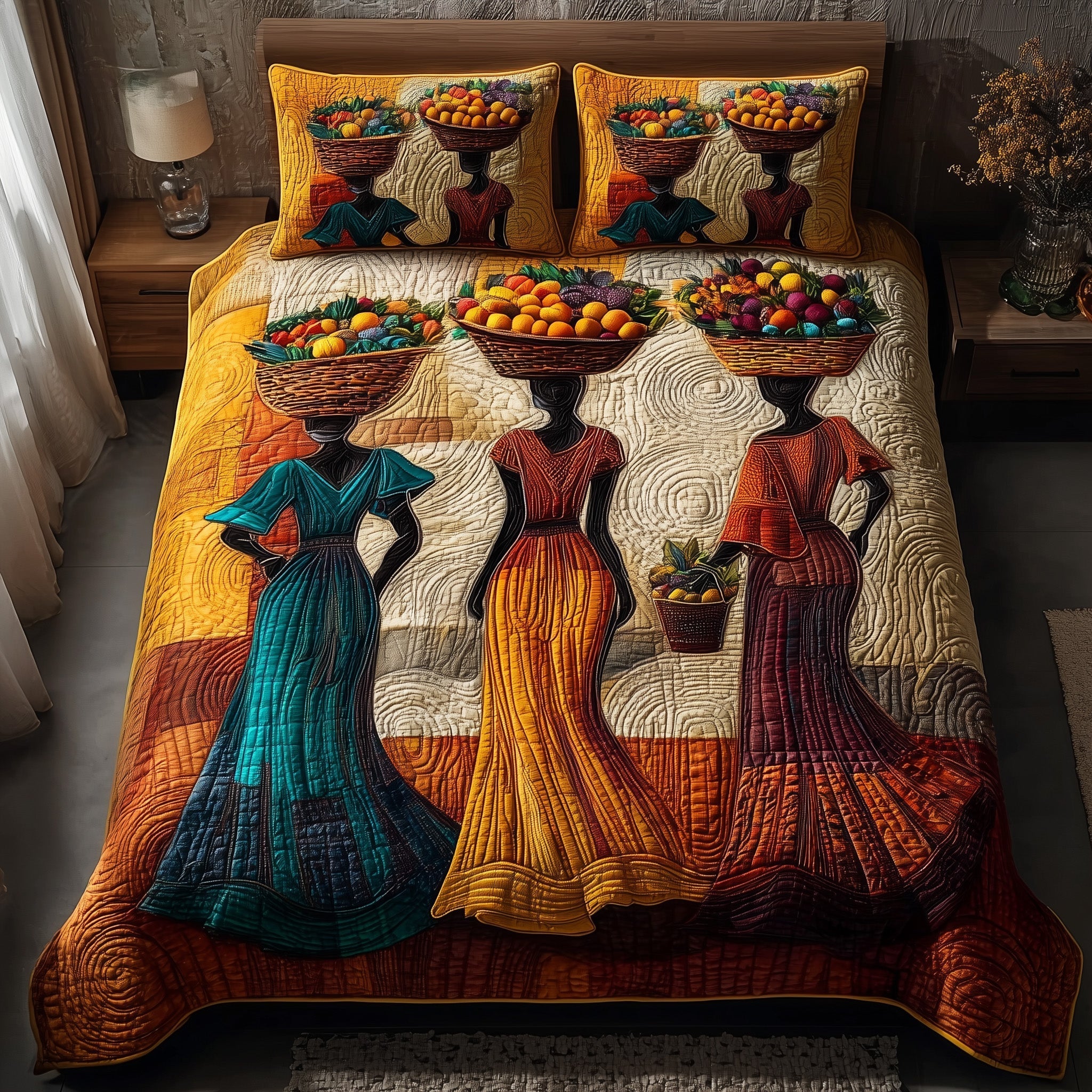 Golden Queens 3-Piece Quilted Bedding Set GFTOMA1761