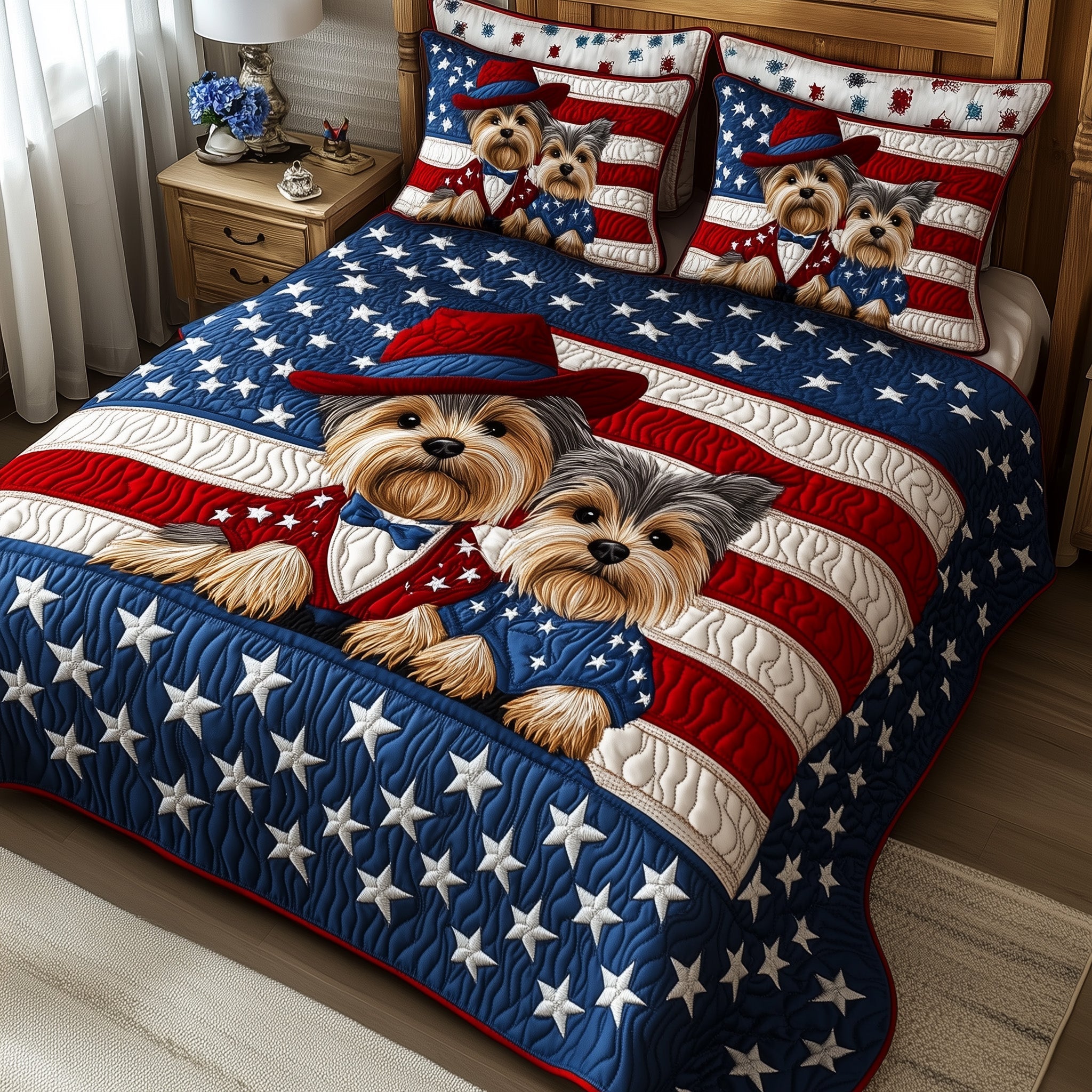 Yorkshire Terrier 3-Piece Quilted Bedding Set GFTOMA306
