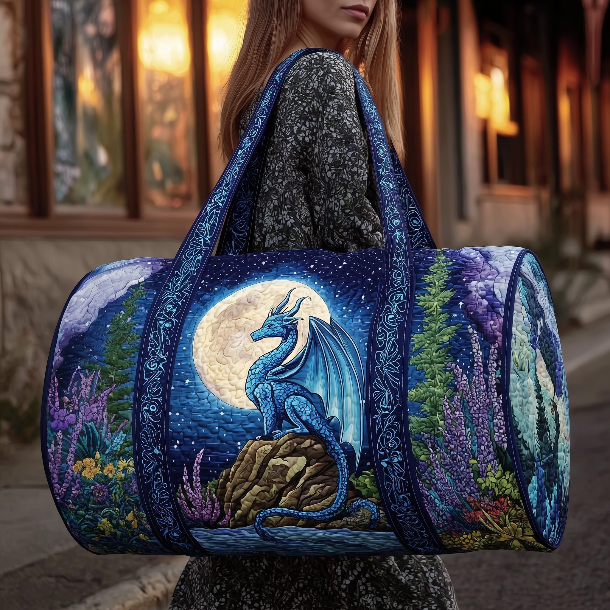 Blue Dragon Quilted Duffle Bag GFTOMA3088
