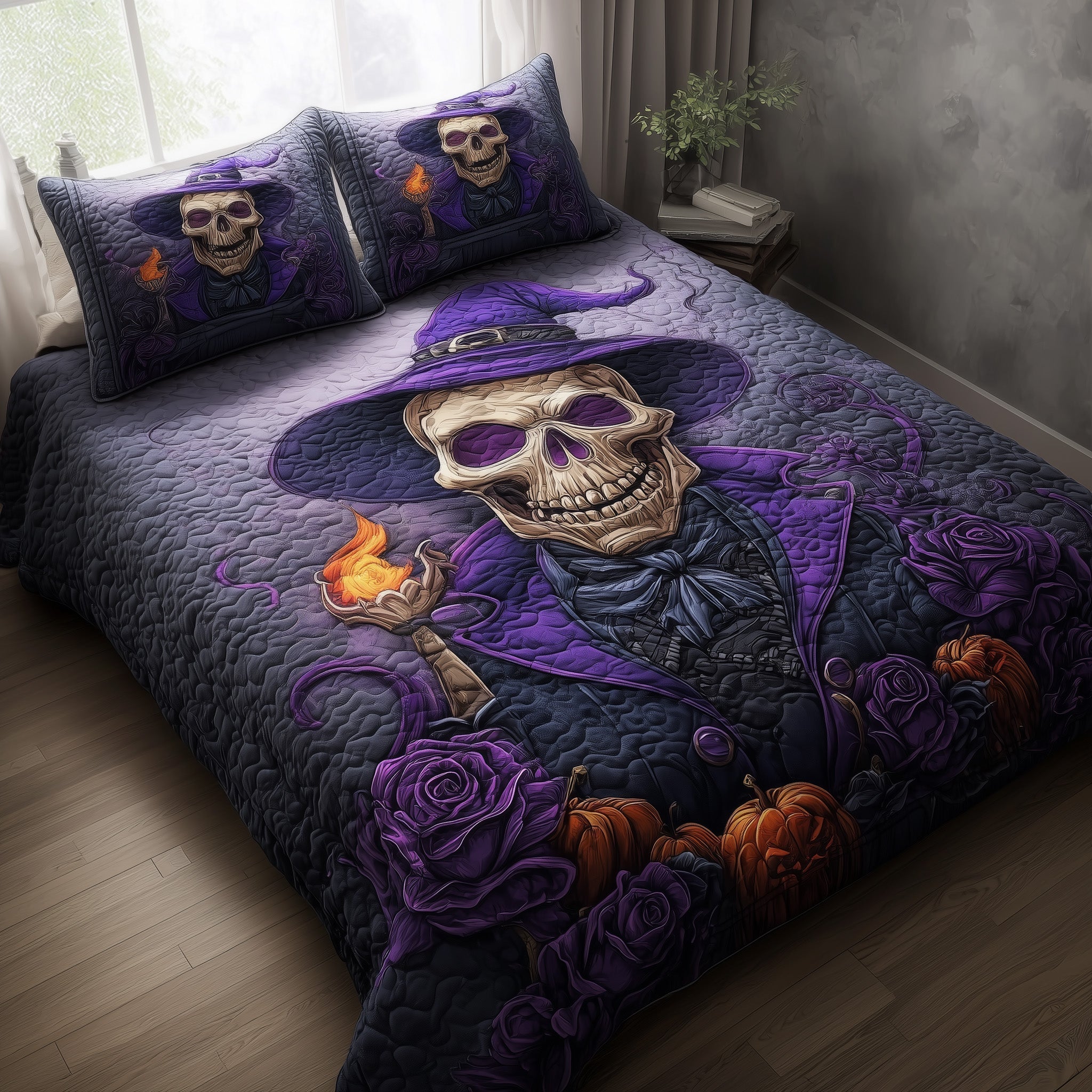 Spooky Witch 3-Piece Quilted Bedding Set GFTOMA4054