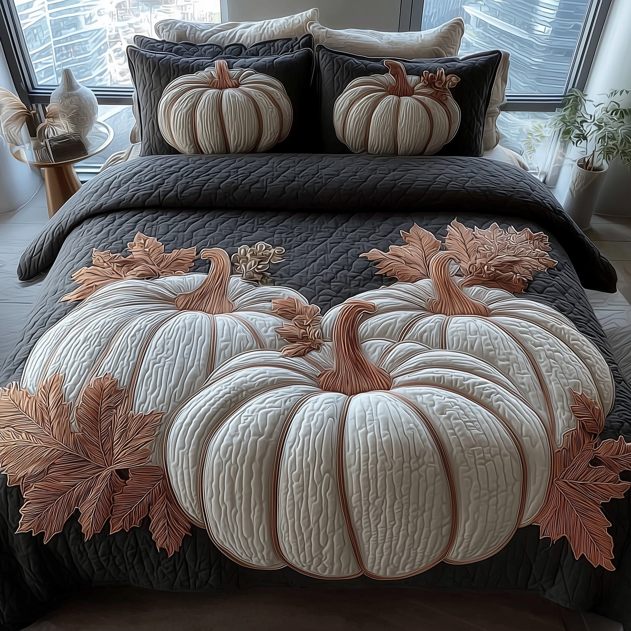 Dreamy Pumpkin Patch 3-Piece Quilted Bedding Set GFTOMA4214