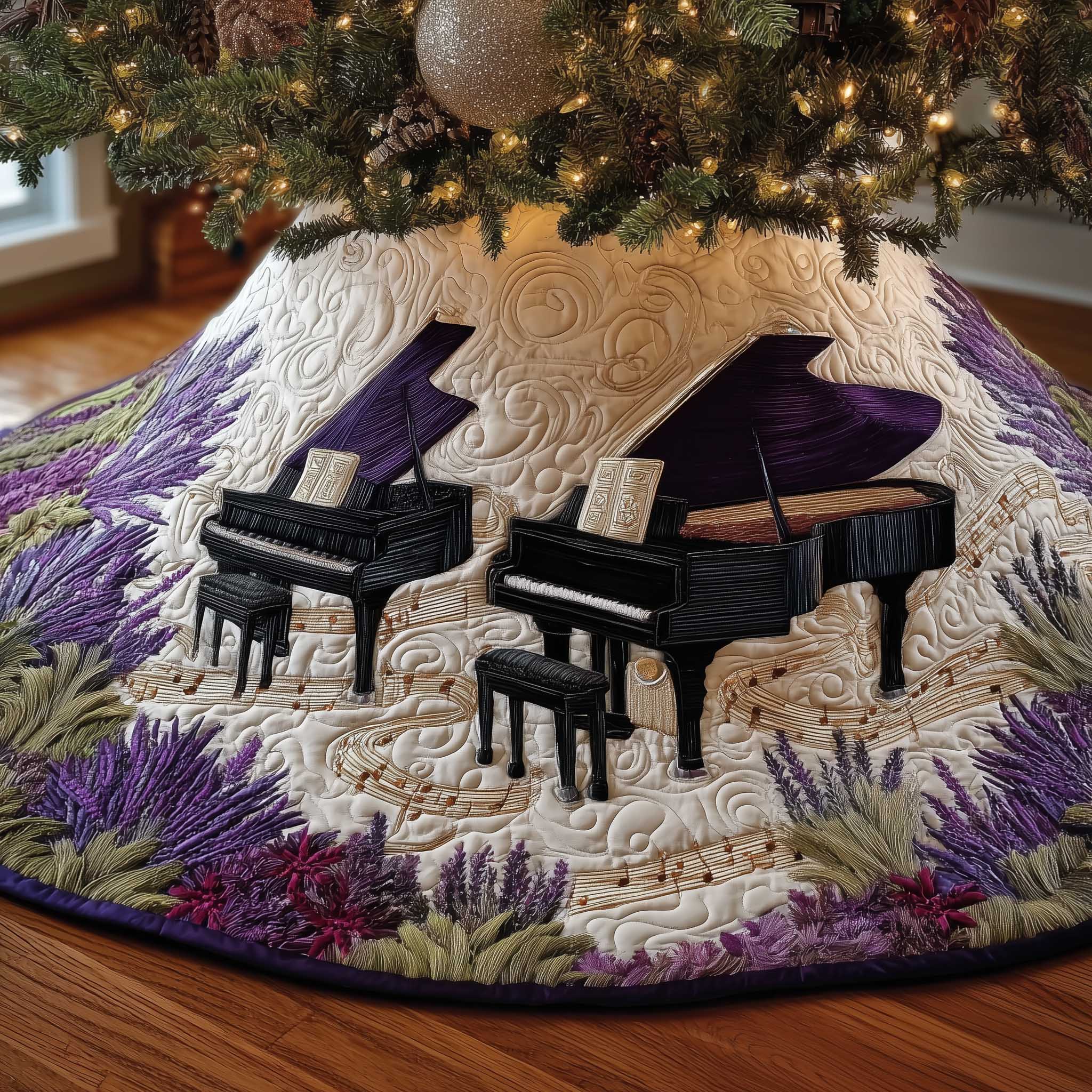Piano Notes Quilted Tree Skirt GFTOMA6298