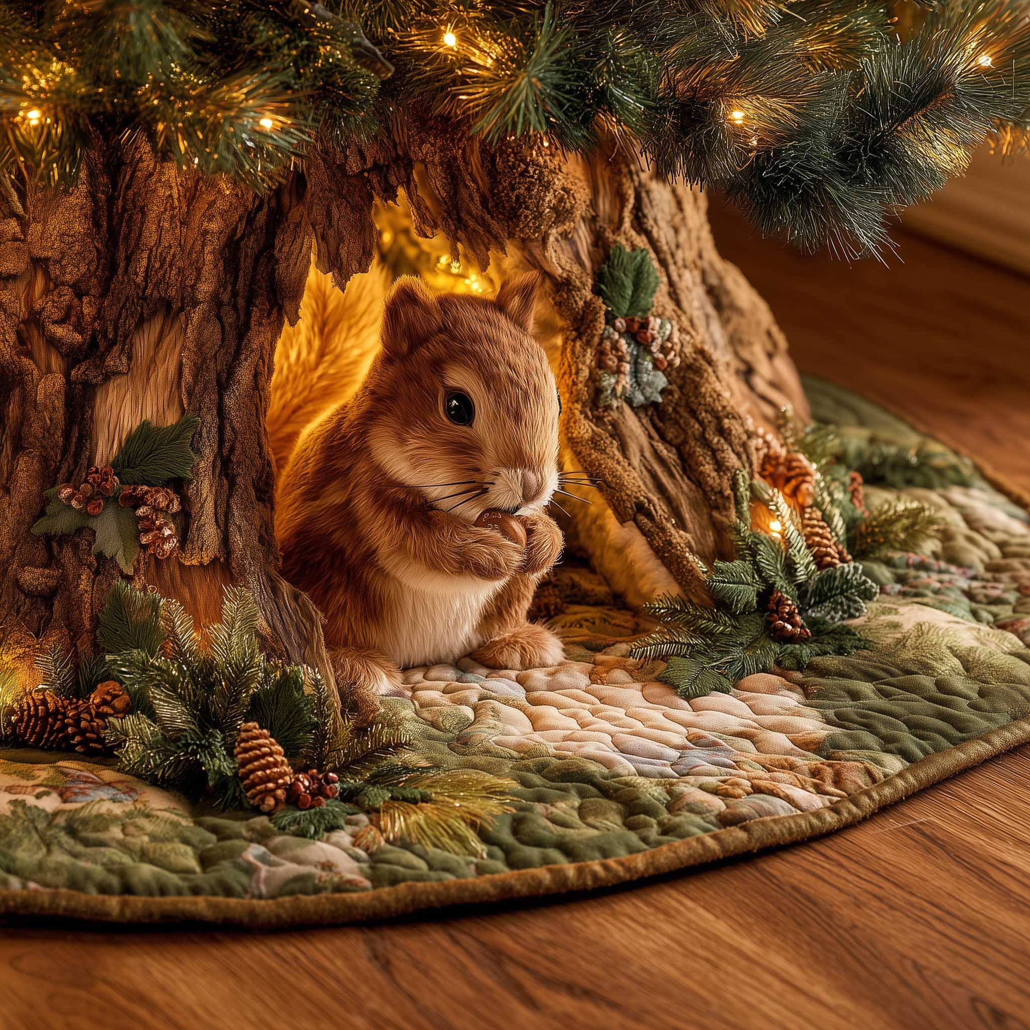 Charming Squirrel Quilted Tree Skirt GFTOMA6402