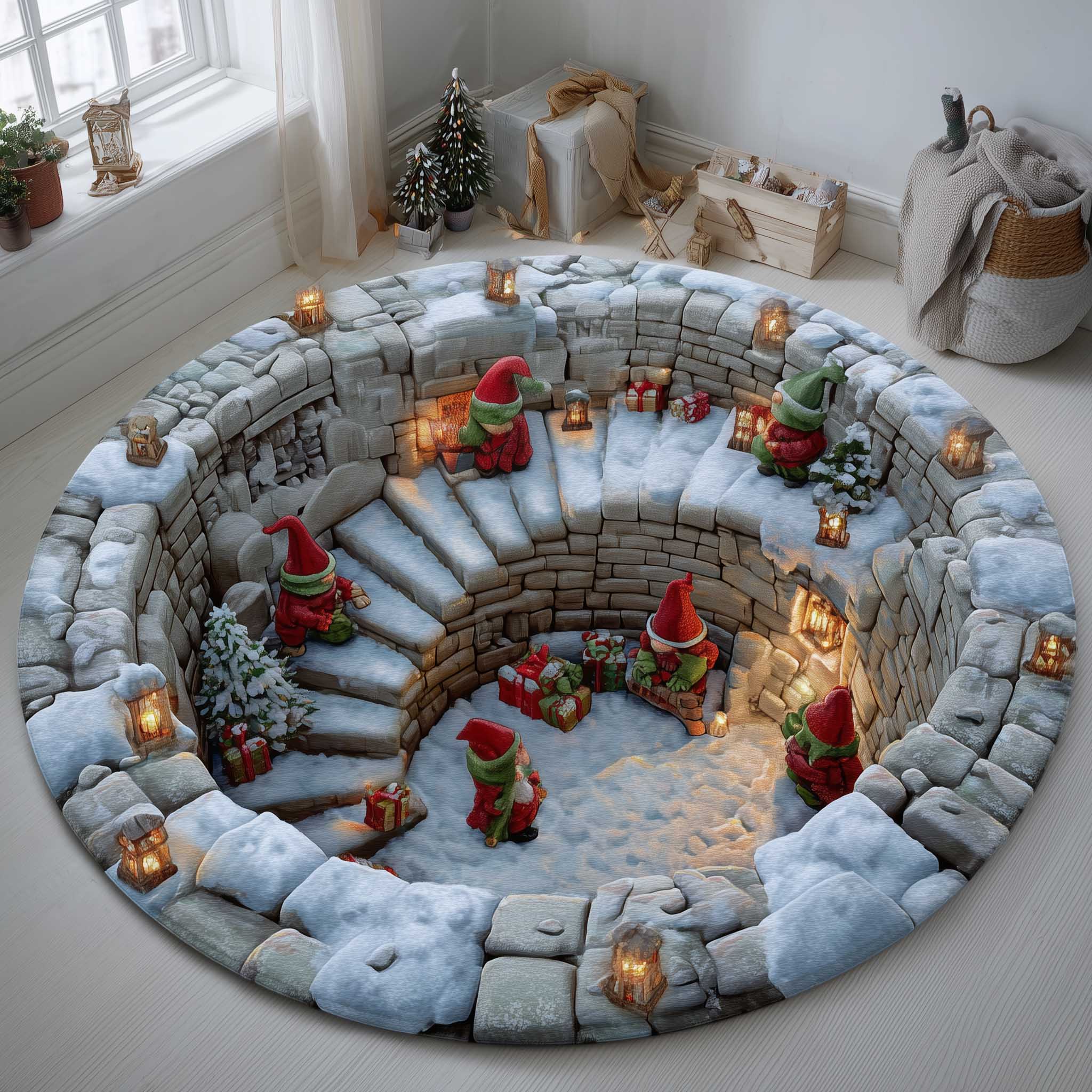 Snowy Gnome Quilted Round Mat GFTOMA6521