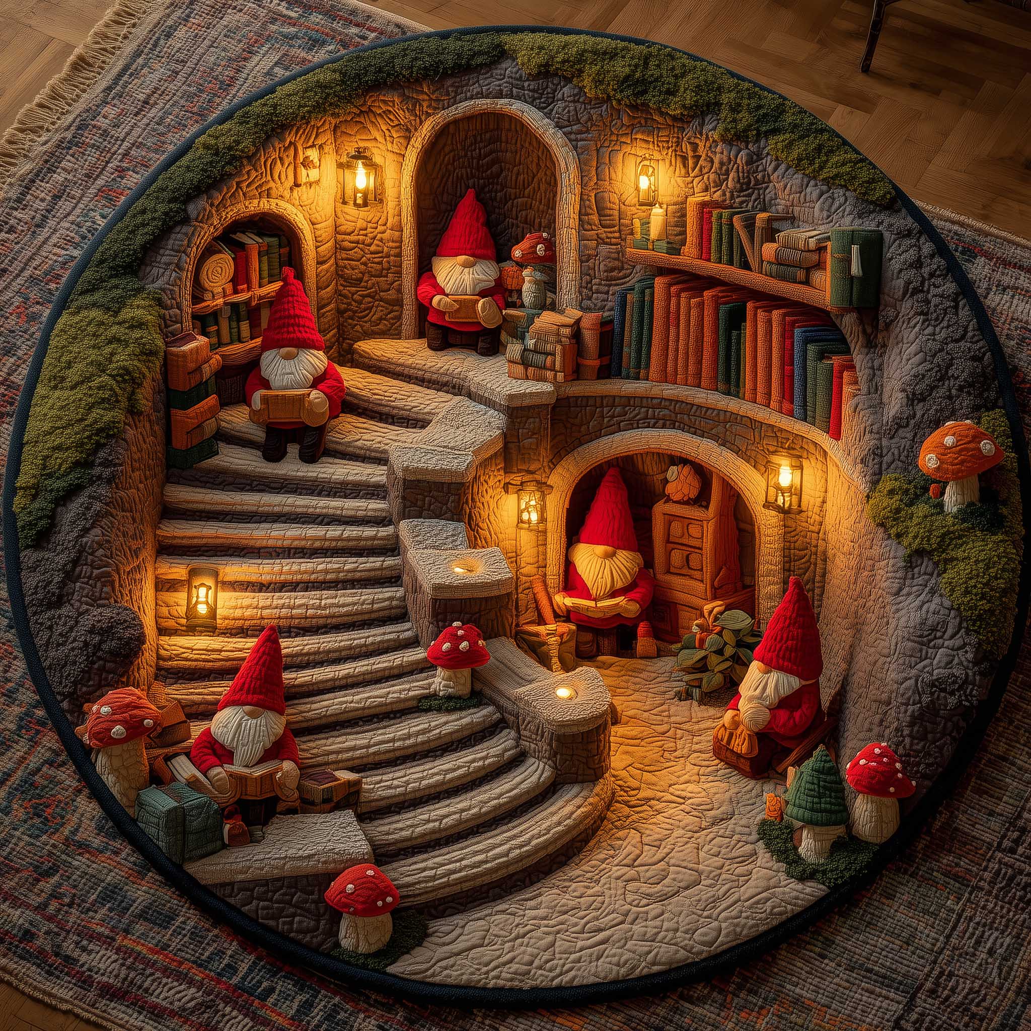 Snowy Gnome Quilted Round Mat GFTOMA6522