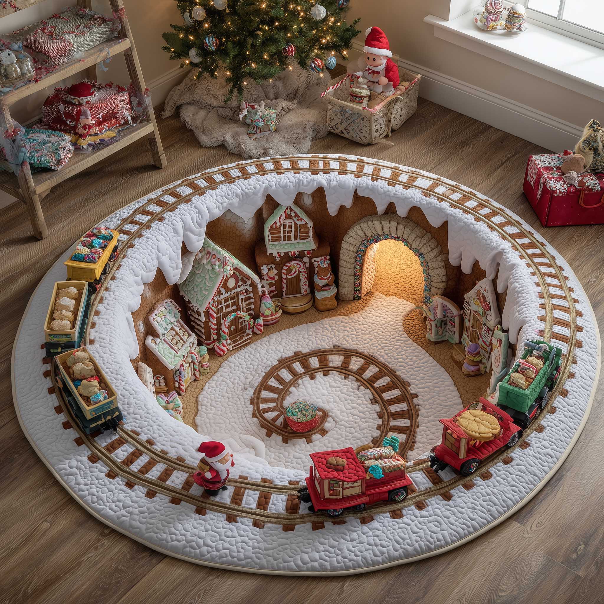 Gingerbread Workshop Quilted Round Mat GFTOMA6647
