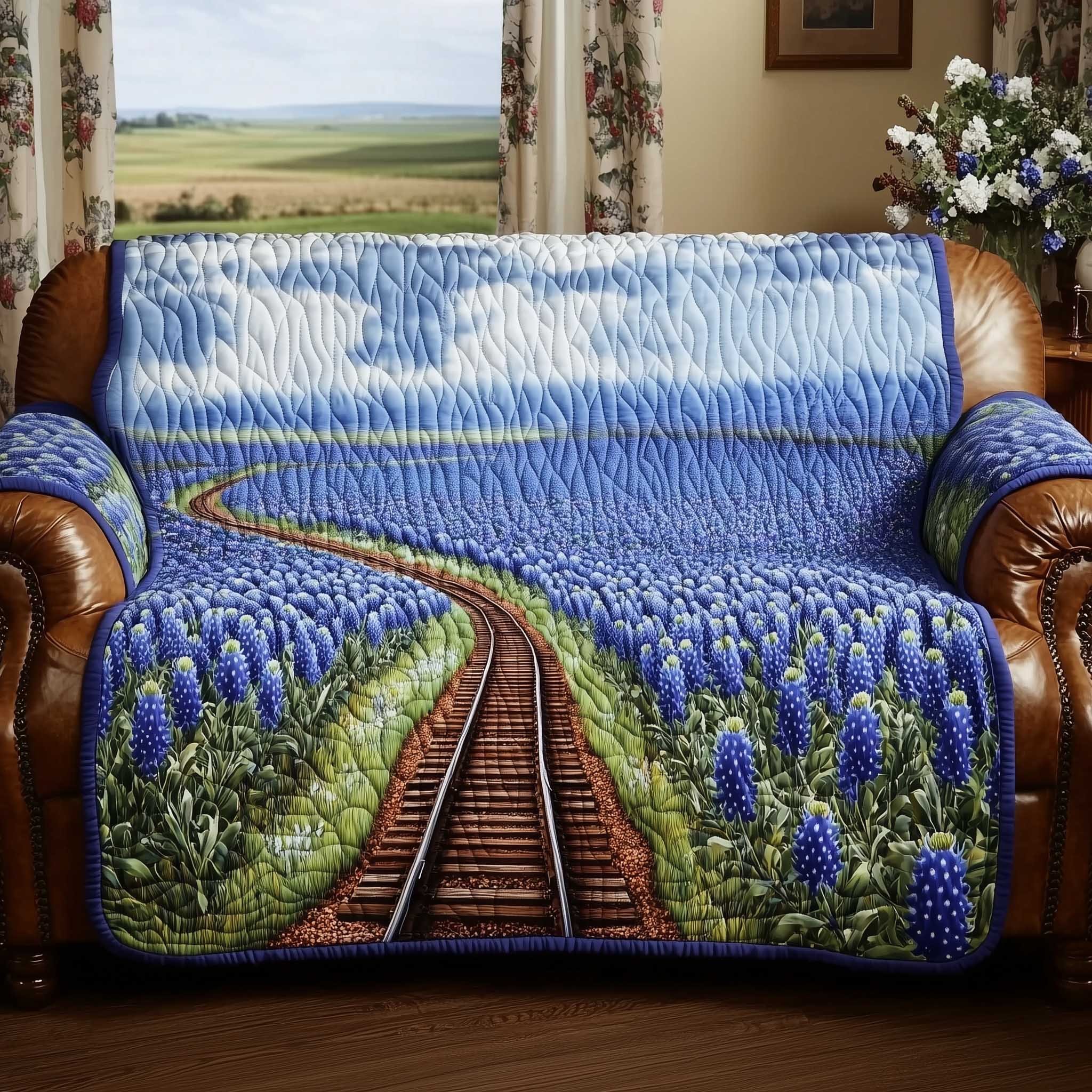 Bluebonnet Quilted Sofa Cover GFTOMA6711