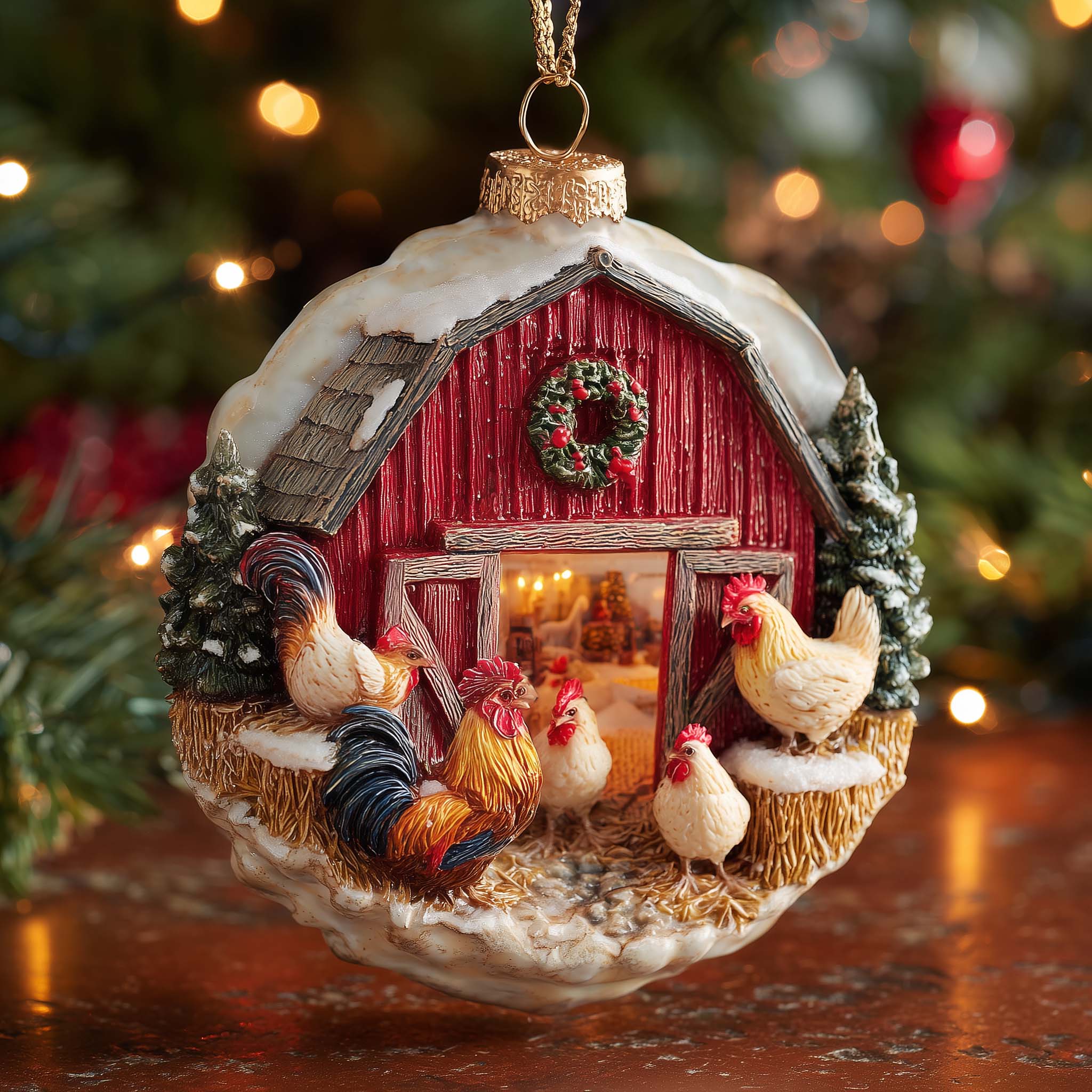 Chicken Coop Christmas Mica Ornament GFTOMA6943